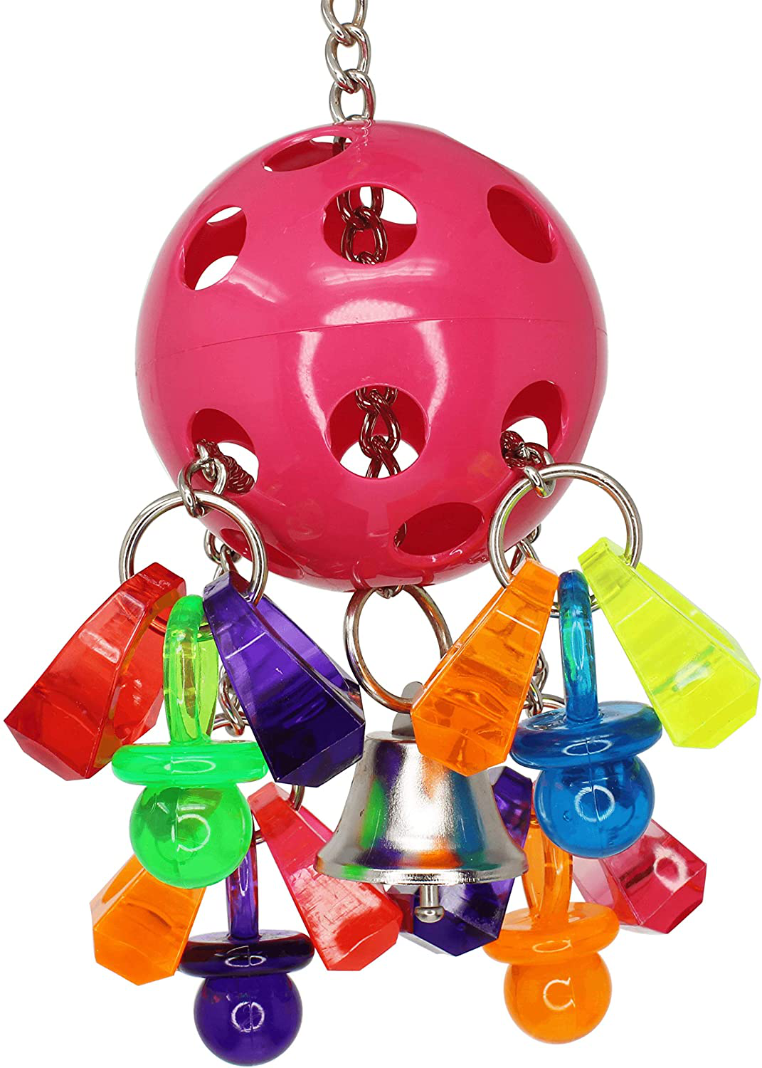 Bell Paci Pull Bonka Bird Toys Colorful Plastic Pullable Interactive Parrot African Grey Cockatoo, Cockatiel, Conure, Quaker, Caique, Eclectus, and Similar Birds. Animals & Pet Supplies > Pet Supplies > Bird Supplies > Bird Toys Bonka Bird Toys Acrylic Ring & Pacifier  