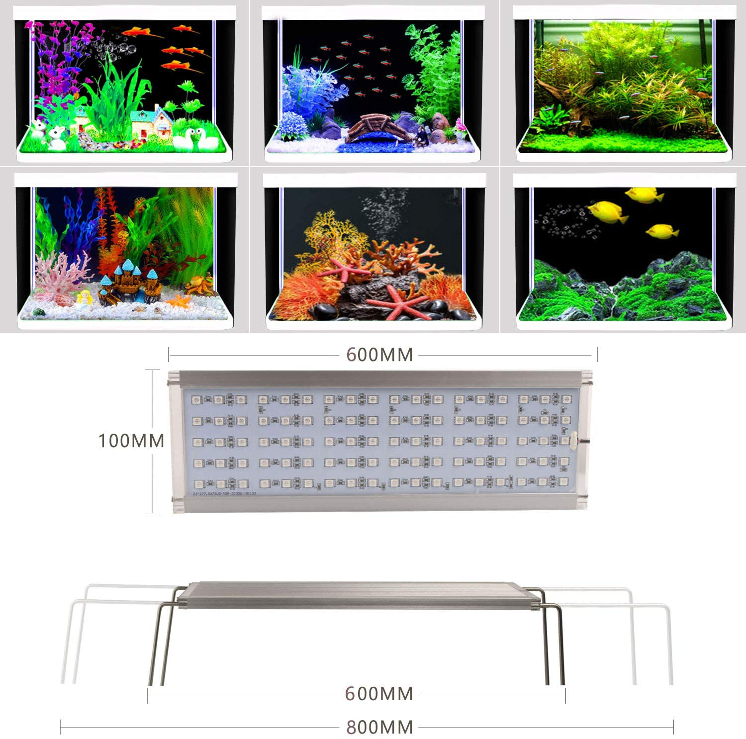 LED Aquarium Lights with Bluetooth Remote & Phone APP, RGB Full Spectru Color Changing Fish Tank Lights 7/24 Automated Timer Aquarium Lighting for Plant Fish Tank