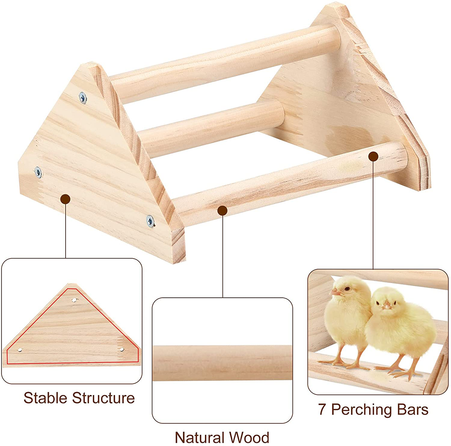 GINTUTO Chicken Perch Strong Pine Wooden Chick Jungle Gym Roosting Bar, Chick Perch Toys for Coop and Brooder for Large Bird Baby Chicks Parrot (Small) Animals & Pet Supplies > Pet Supplies > Bird Supplies > Bird Gyms & Playstands GINTUTO   