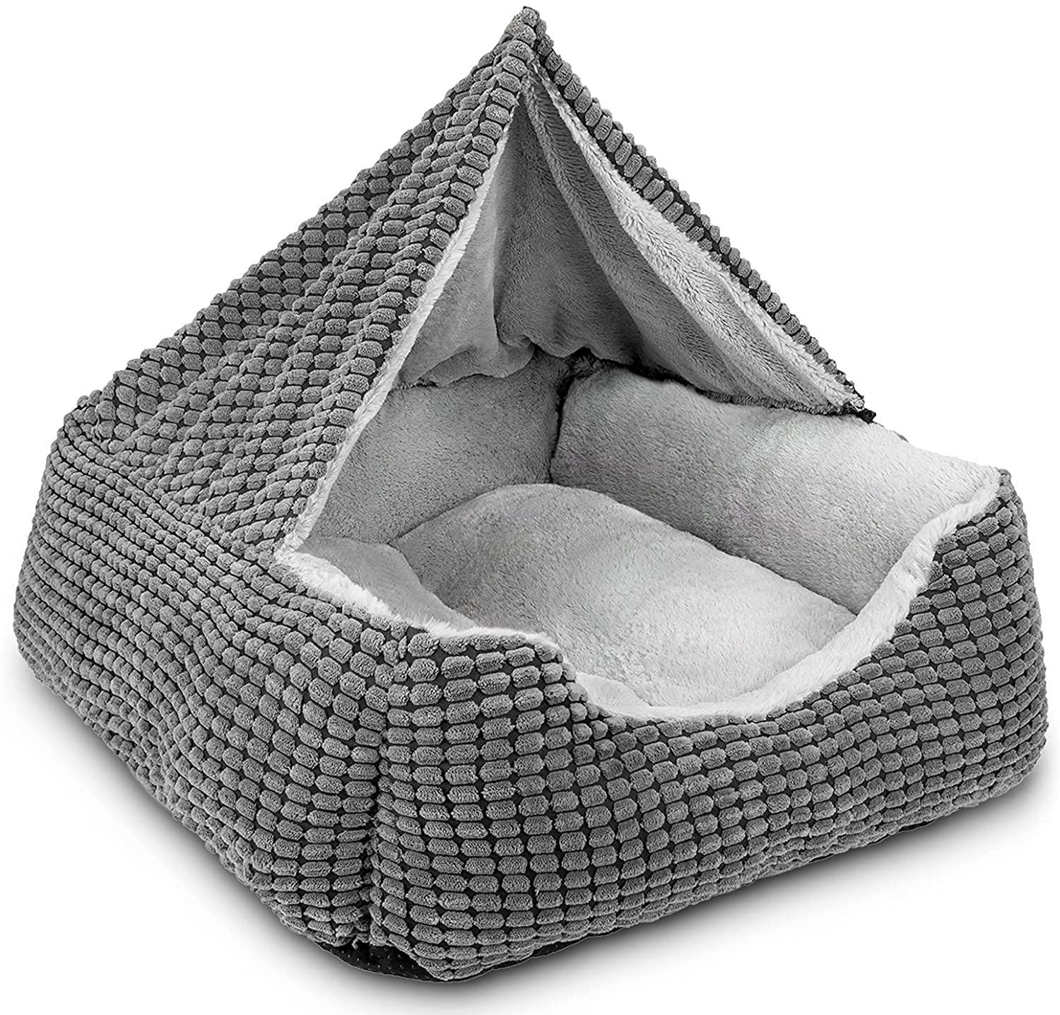 GASUR Dog Beds for Large Medium Small Dogs, Rectangle Cave Hooded Blanket Puppy Bed, Luxury Anti-Anxiety Orthopedic Cat Beds for Indoor Cats, Warmth and Machine Washable Animals & Pet Supplies > Pet Supplies > Dog Supplies > Dog Beds GASUR Grey 20 inches 