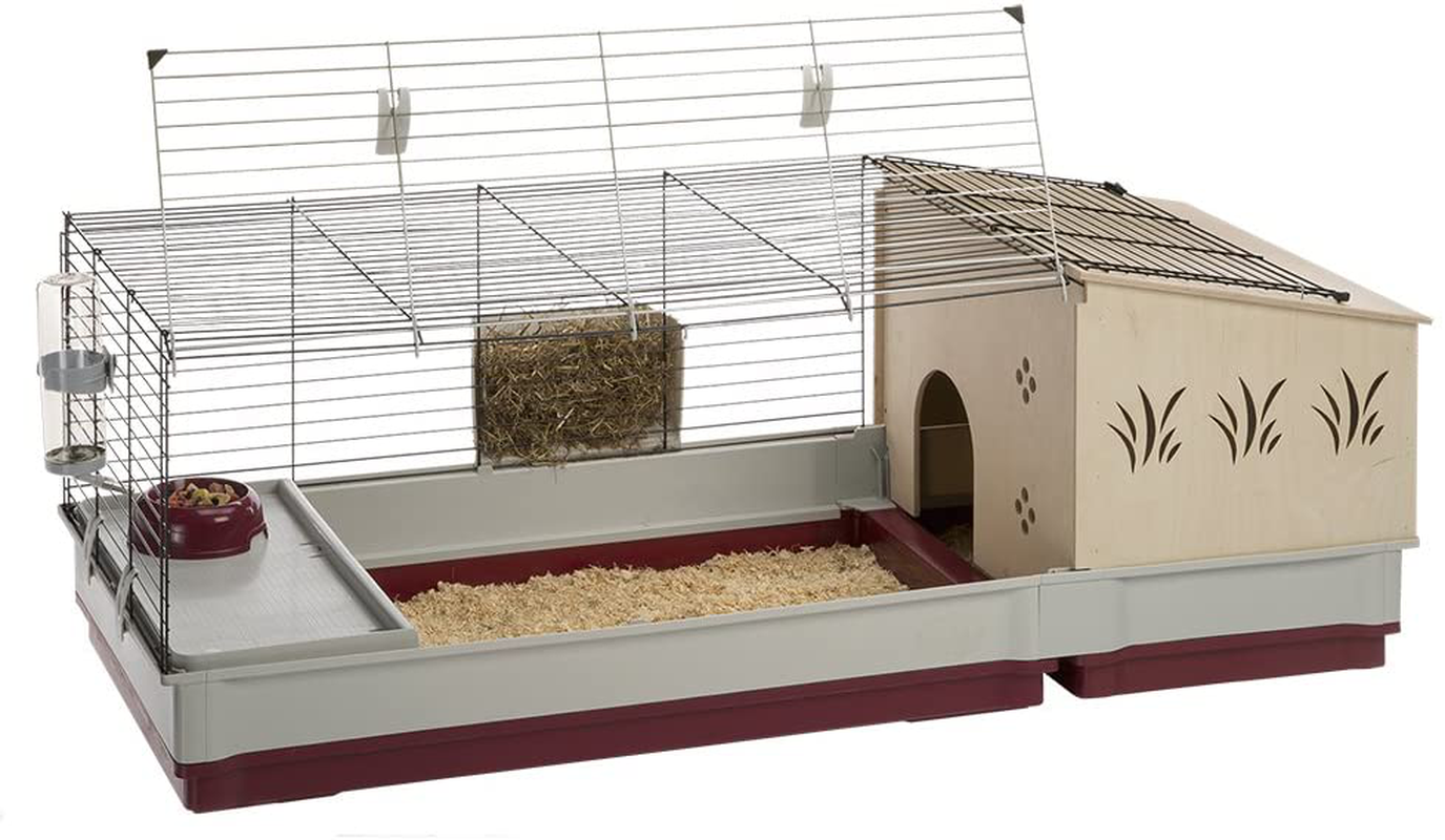 Ferplast Krolik Rabbit Cage | Extra-Large Rabbit Cage W/Wood or Wire Hutch | Rabbit Cage Includes All Accessories Animals & Pet Supplies > Pet Supplies > Small Animal Supplies > Small Animal Habitats & Cages Ferplast Rabbit Cage w/ Wood Hutch  