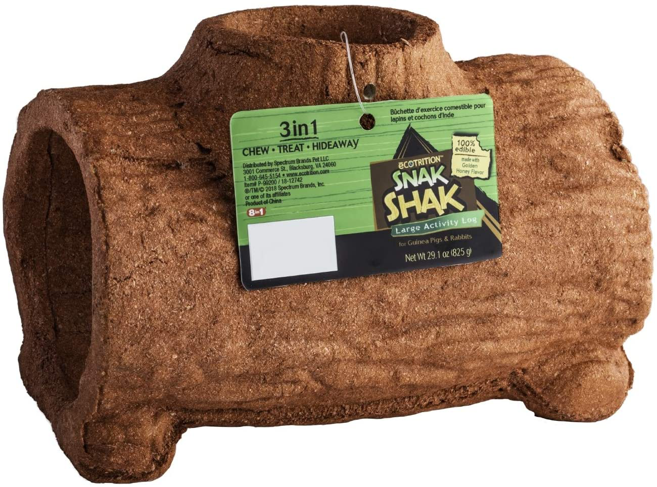 Ecotrition Snak Shak Edible Hideaway for Hamsters, Gerbils, Mice and Small Animals, 3-In-1 Chew Treat and Hideaway Animals & Pet Supplies > Pet Supplies > Small Animal Supplies > Small Animal Habitat Accessories eCOTRITION activity log Large 