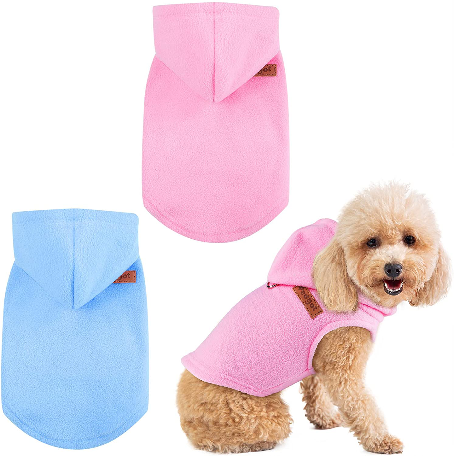 Pedgot 2 Pieces Dog Fleece Vest Hoodie Warm Dog Apparel Clothes Pet Sweater Vest Dog Pullover for Indoor and Outdoor Winter Use