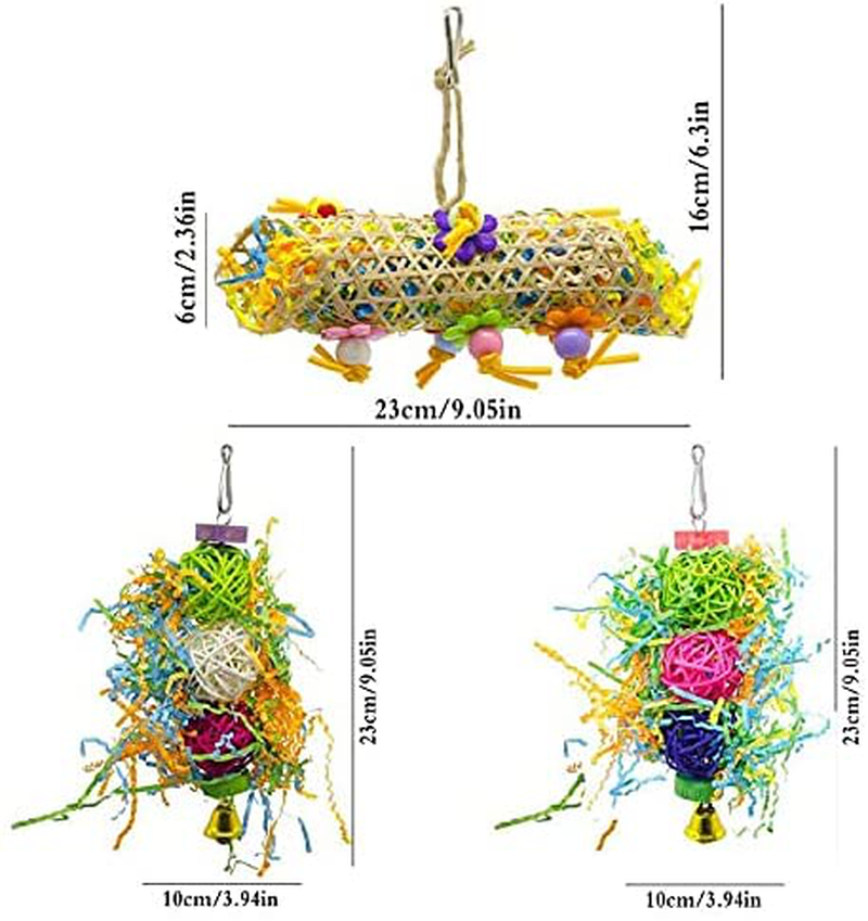 Ebaokuup 3Pack Bird Chewing Toys Foraging Shredder Toy Parrot Cage Shredder Toy Bird Loofah Toys Foraging Hanging Toy for Cockatiel Conure African Grey Parrot Animals & Pet Supplies > Pet Supplies > Bird Supplies > Bird Treats SHANTU   