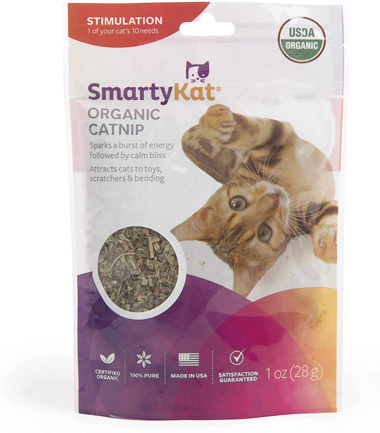 Smartykat, Organic Catnip, for Cats, 100% Certified Organic, Natural, Pure, Potent, Resealable Animals & Pet Supplies > Pet Supplies > Cat Supplies > Cat Treats SmartyKat 1oz Pouch  