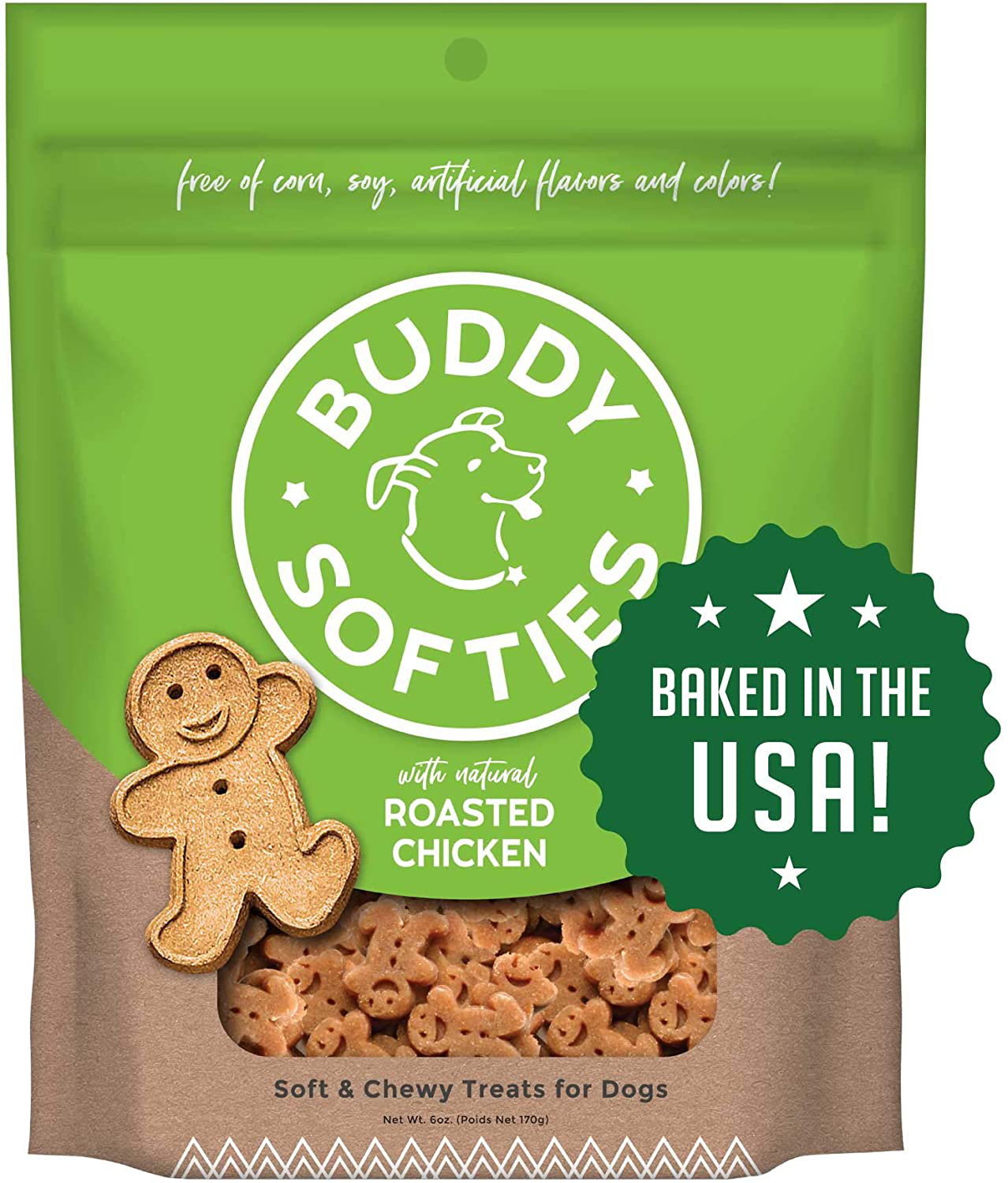 Buddy Biscuits, Soft & Chewy Treats for Small & Large Dogs, Made in USA Only, Training or Snack Size (Packaging May Vary) Animals & Pet Supplies > Pet Supplies > Dog Supplies > Dog Treats Buddy Biscuits Chicken 6 Ounce (Pack of 1) 