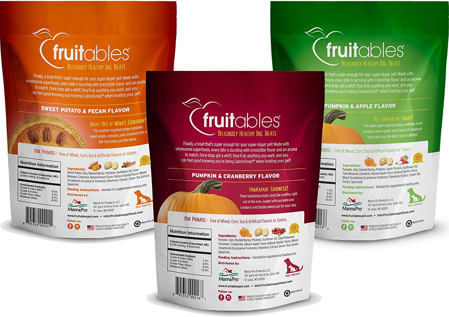 Fruitables All Natural 7 Ounce Vegetarian Pumpkin Baked Crunchy Dog Treats, Variety Pack Animals & Pet Supplies > Pet Supplies > Small Animal Supplies > Small Animal Treats Fruitables   