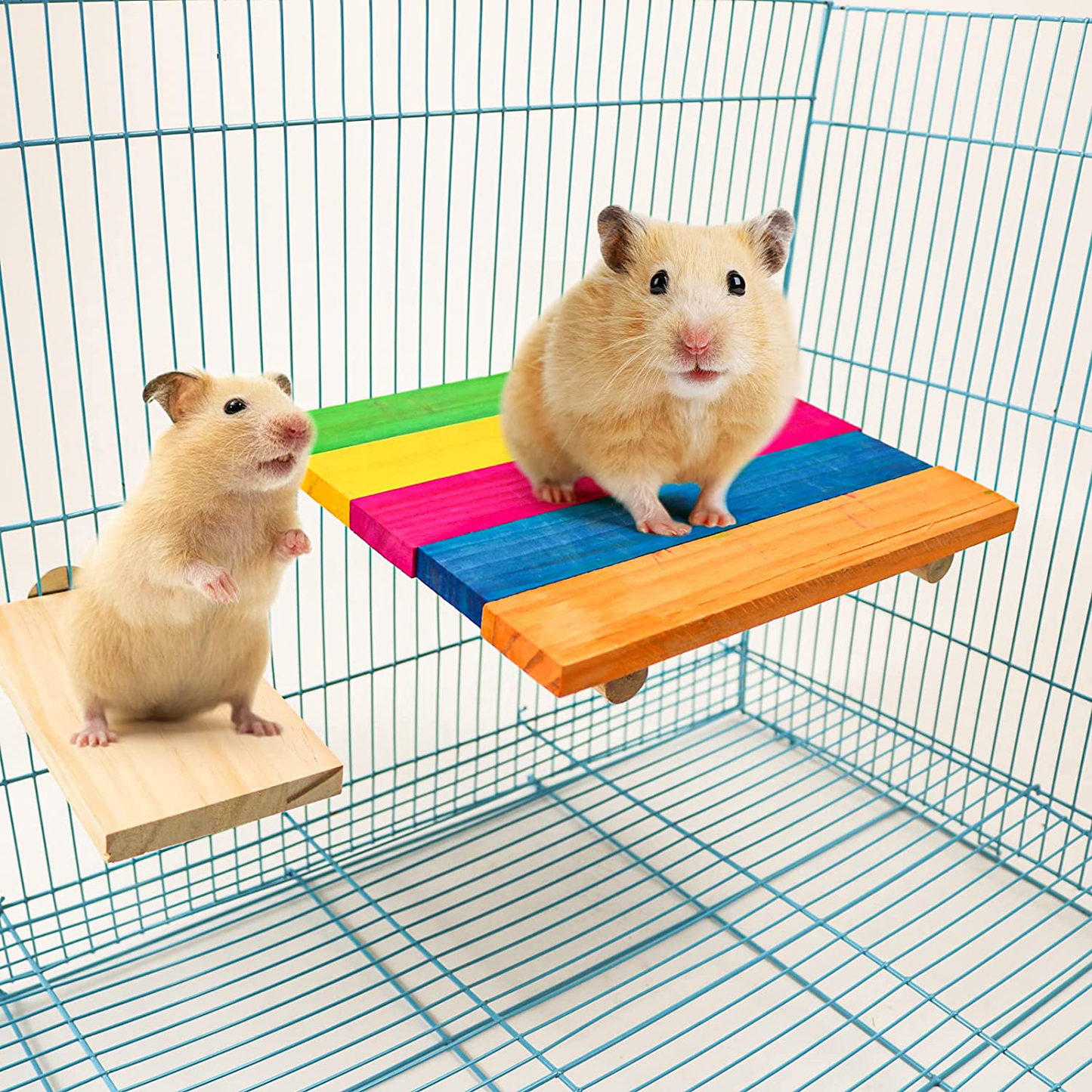 Totoro Wood Platform Colorful Shelf Cage Stand,3 Pieces of Natural Hamster Standing Platform Squirrel Cage Accessories,With Stainless Steel Washers, Suitable for Birds,Parrots,Mice,Gerbils (Style-1) Animals & Pet Supplies > Pet Supplies > Bird Supplies > Bird Cages & Stands holohona   