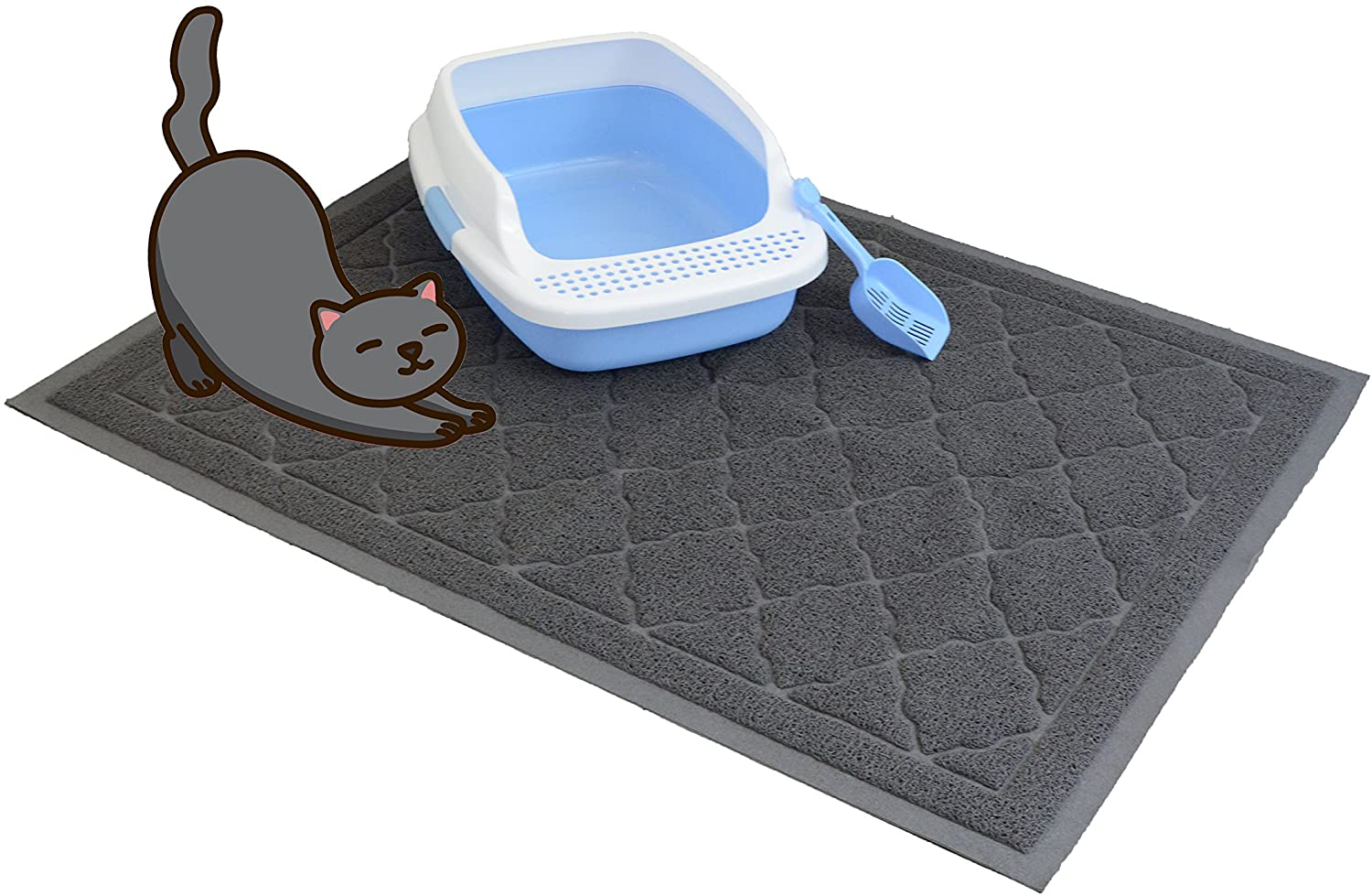 Fatcatmats Giant Cat Litter Mat 4 Ft X 3 Ft (47 in X 36 In) |Stops Litter Tracking, Extra Thick, Soft on Cat'S Paws, Non-Toxic, Washable, Grey Animals & Pet Supplies > Pet Supplies > Cat Supplies > Cat Litter Box Mats FatCatMats   