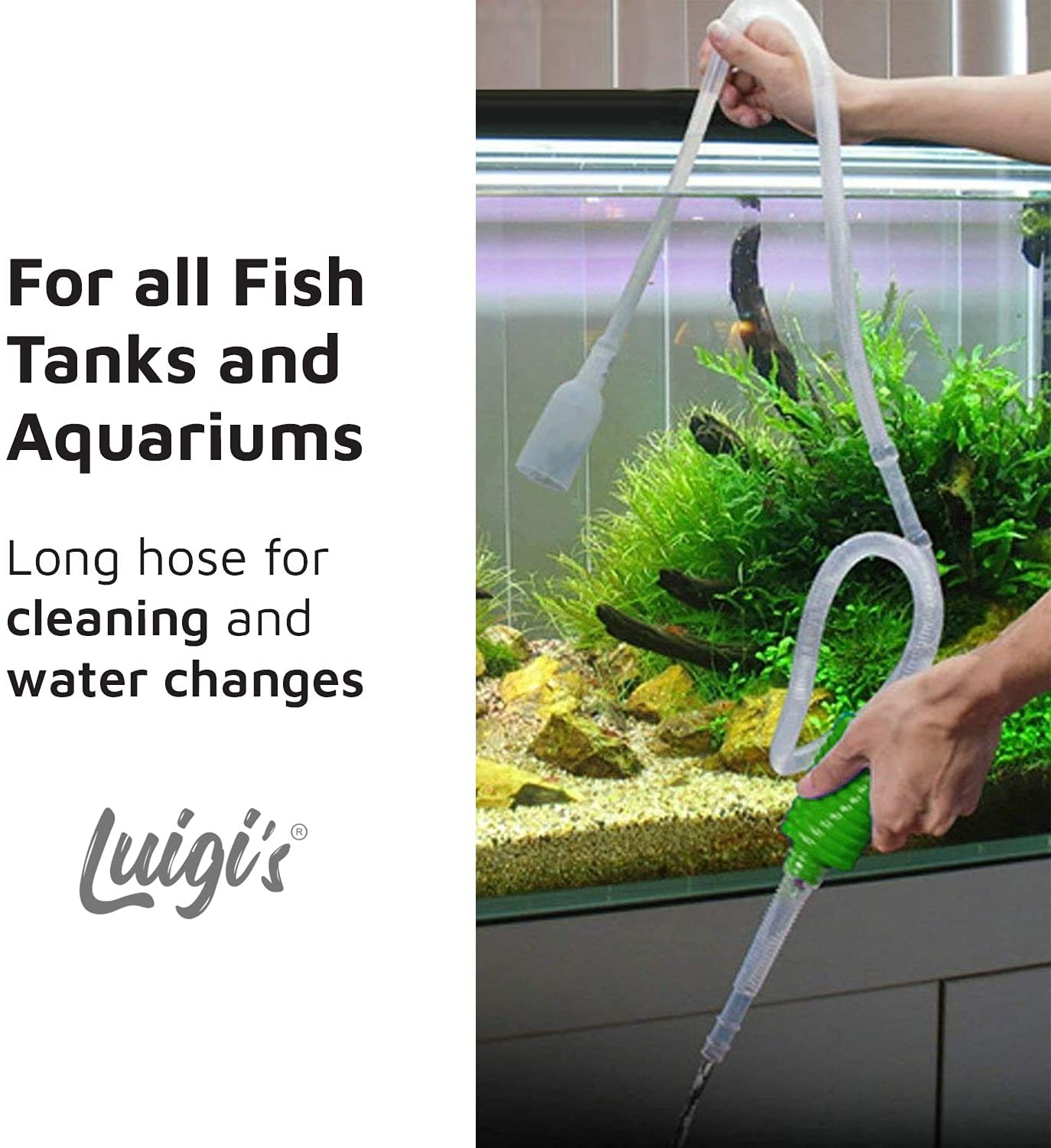 Luigi'S Aquarium/Fish Tank Siphon and Gravel Cleaner - a Hand Syphon Pump to Drain and Replace Your Water in Minutes!