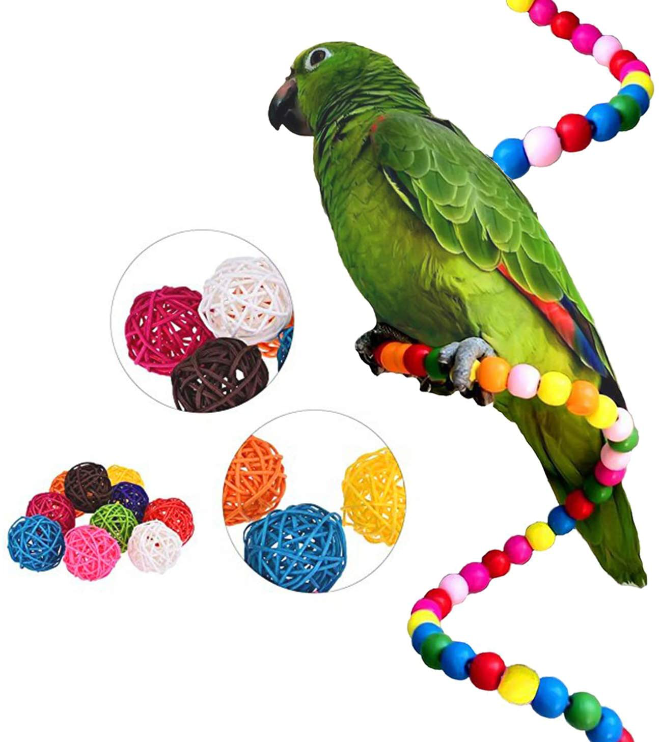 SUSYEE 16 Pcs Bird Toys Parrot Swing Toys Bird Perch Stand Chewing Hanging Swing Toys Pet Climbing Ladders Rattan Balls Suitable for Small Parakeets, Conures,Macaws,Cockatiel,Finches,Budgie,Love Birds Animals & Pet Supplies > Pet Supplies > Bird Supplies > Bird Ladders & Perches SUSYEE   