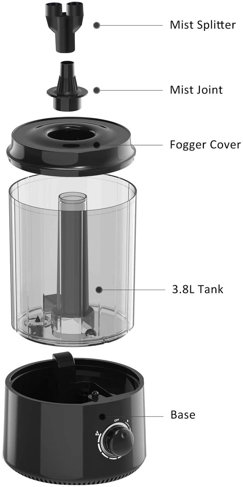 BETAZOOER Top-Fill Reptile Humidifier Mister Fogger with Double Extension Tubes/Hoses, Suitable for Reptiles/Amphibians/Herps/Vivarium with Terrariums and Enclosures (3.8 Liter Tank) Animals & Pet Supplies > Pet Supplies > Reptile & Amphibian Supplies > Reptile & Amphibian Habitat Accessories BETAZOOER   