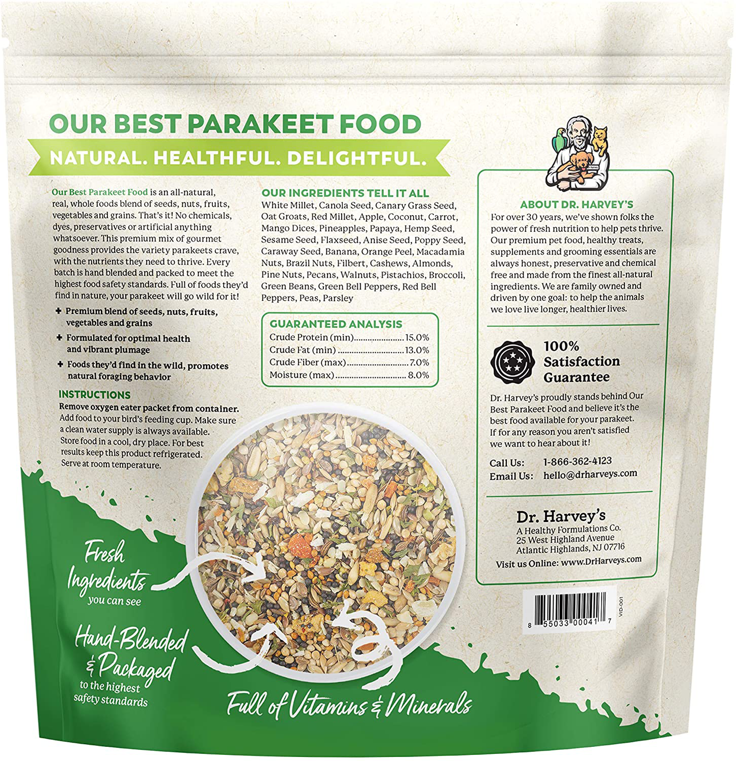Dr. Harvey'S Our Best Parakeet Food, All Natural Daily Food for Budgies and Parakeets Animals & Pet Supplies > Pet Supplies > Bird Supplies > Bird Food Dr. Harvey's   