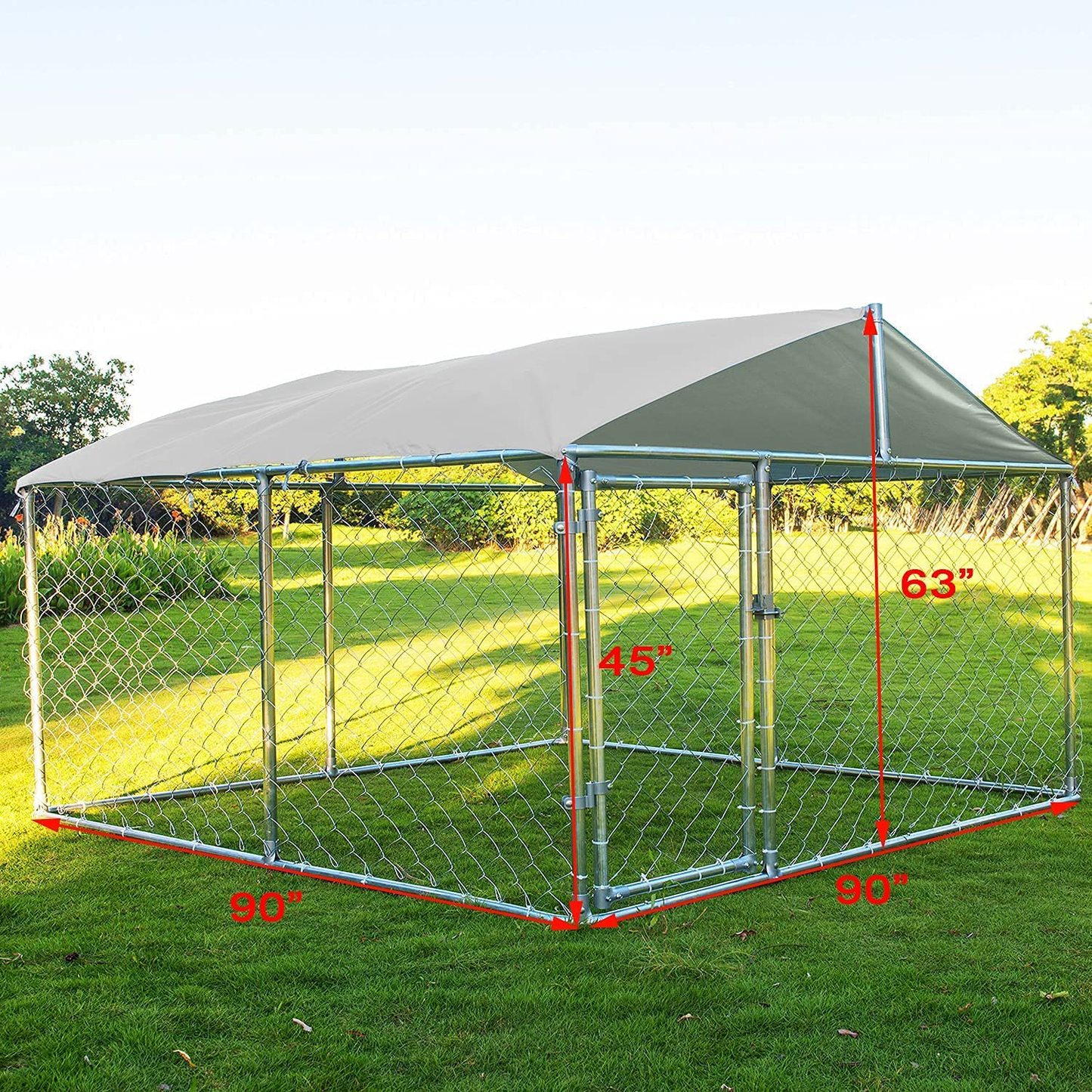 MAGIC UNION outside Dog Kennels Playpen for Dogs Outdoor Dog Fence with Water-Roof Cover for Backyard Dog Run House