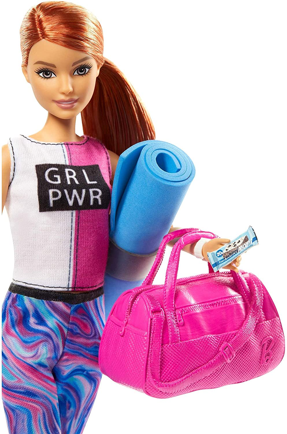 Barbie Fitness Doll, Red-Haired, With Puppy And 9 Accessories, Including  Yoga Mat With Strap, Hula Hoop And Weights, Gift For Kids 3 To 7 Years Old