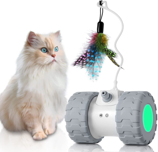 Jouet interactif pour chat pour chats d’intérieur, jouets télécommandés et  jouets pour chatons avec rechargeable par USB, roues à led colorées