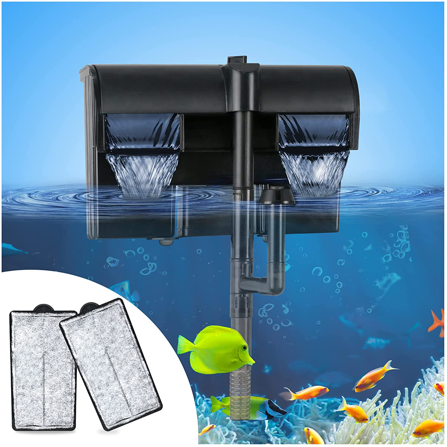 TARARIUM Aquarium Power Filter with Surface Skimmer Silent Hang on Bac KOL PET