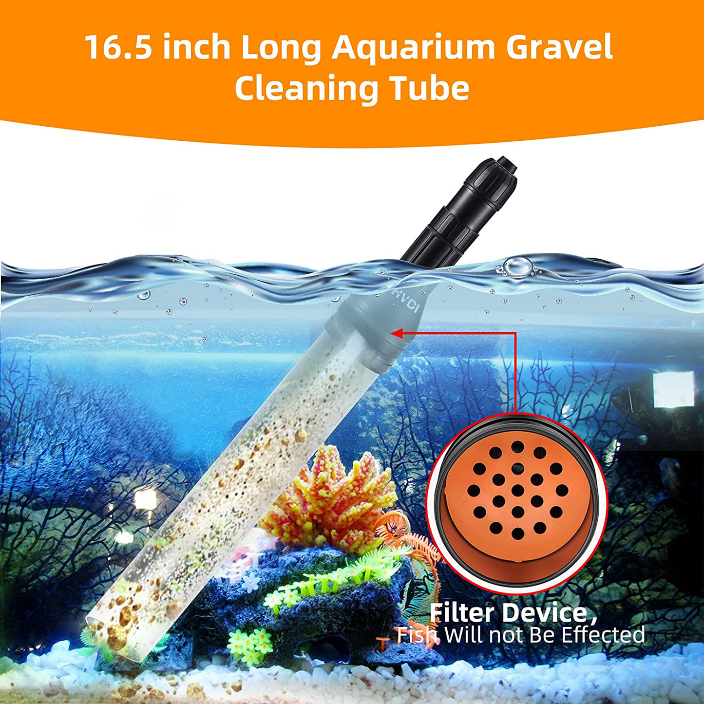 Enomol Gravel Vacuum for Aquarium Water Changer Fish Tank Cleaning Tools,Siphon Universal Quick Pump Aquarium Water Changing