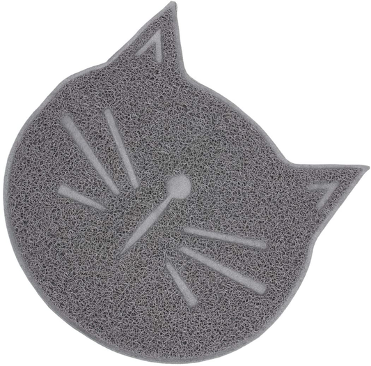 POPETPOP Pet Cat Litter Mat Non Slip Litter Tracking Mat Traps Litter from Box and Cats Easy Clean for Kitty Kitten Supplies 38X38CM Black Animals & Pet Supplies > Pet Supplies > Cat Supplies > Cat Litter Box Mats POPETPOP Grey  