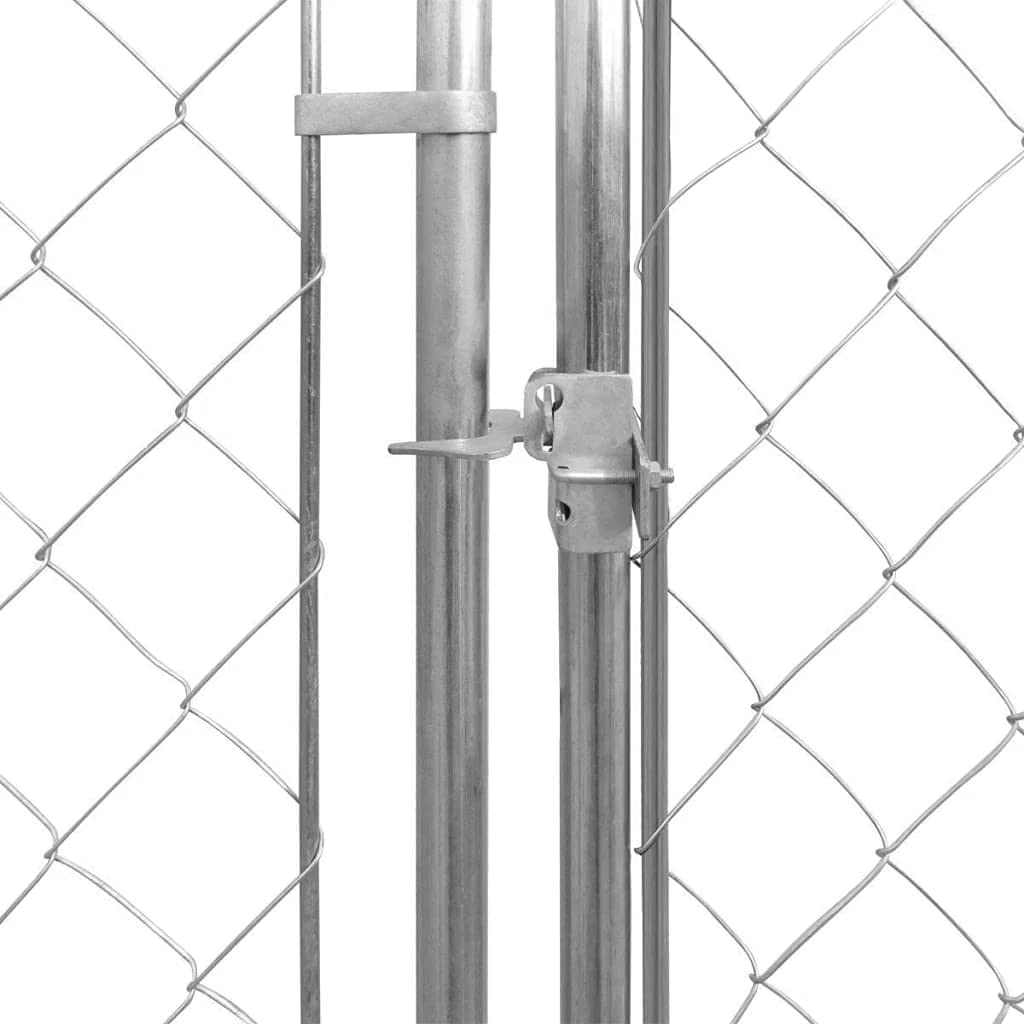 Vidaxl Outdoor Dog Kennel Dog House Dog Cage with 4 Anchors Hot-Dip Chain Link Fence Lockable Sturdy Galvanised Steel 31.2'X18.7'X6.1' Animals & Pet Supplies > Pet Supplies > Dog Supplies > Dog Kennels & Runs vidaXL   