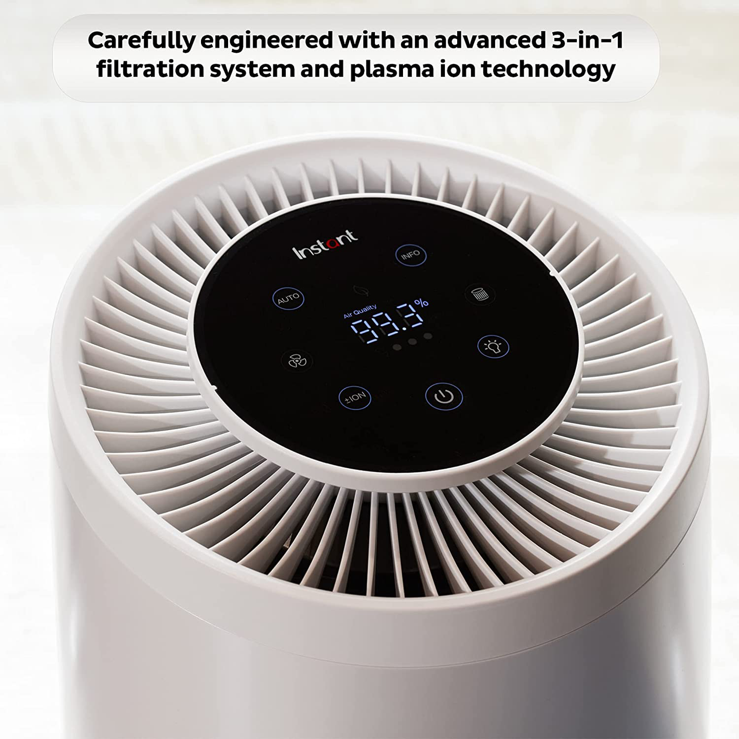Instant Air Purifier, Helps Remove 99.9% of V (C) S; Advanced 3-In-1 HEPA-13 Filtration with Plasma Ion Technology, Large Room (AP300), Pearl