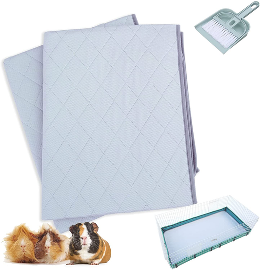 DOZZOPET Guinea Pig Cage Liners,Small Animal Washable Absorbent Pee Pads,Waterproof Pet Bedding Mat with Dust Pan Set for Bunny,Rabbit,Hedgehog(2 Pack) Animals & Pet Supplies > Pet Supplies > Small Animal Supplies > Small Animal Bedding DOZZOPET   