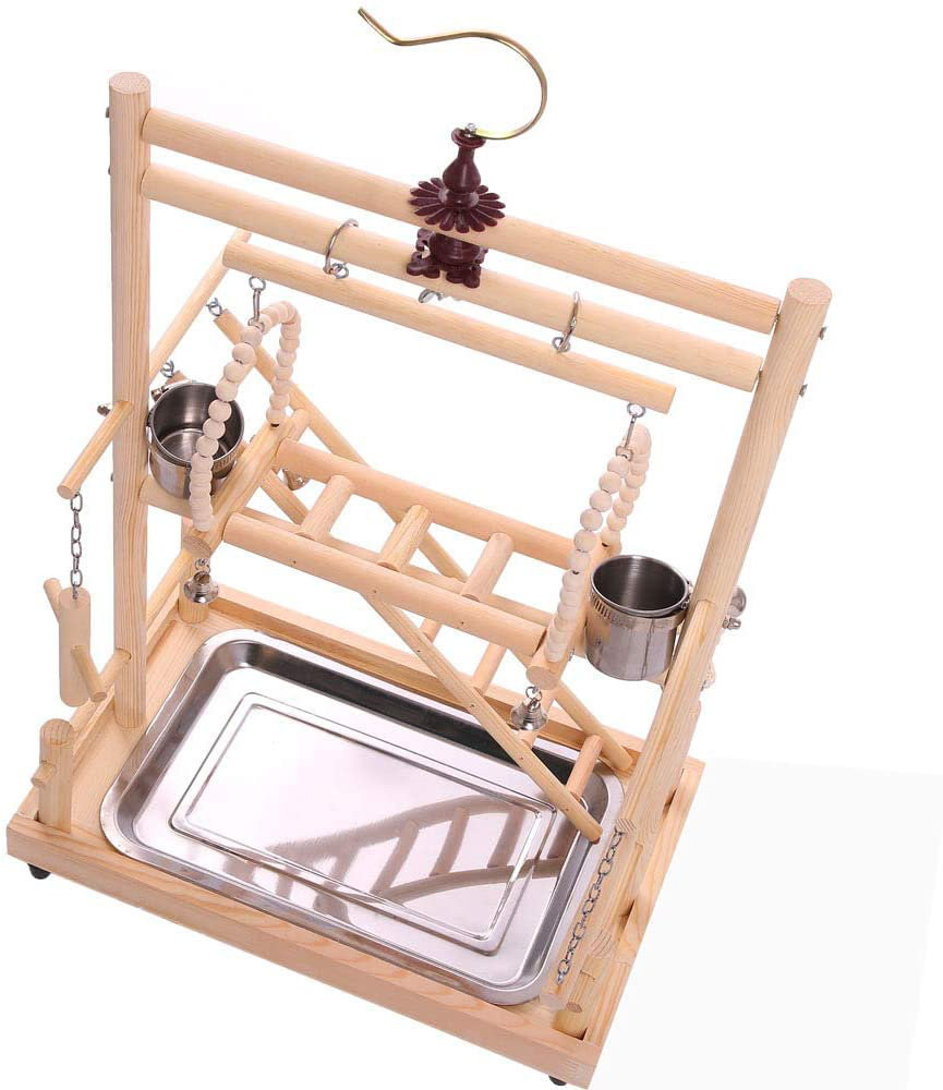 QBLEEV Bird'S Nest Bird Perches Play Stand Gym Parrot Playground Playgym Playpen Playstand Swing Bridge Tray Wood Climb Ladders Wooden Conure Parakeet Macaw Animals & Pet Supplies > Pet Supplies > Bird Supplies > Bird Gyms & Playstands QBLEEV   