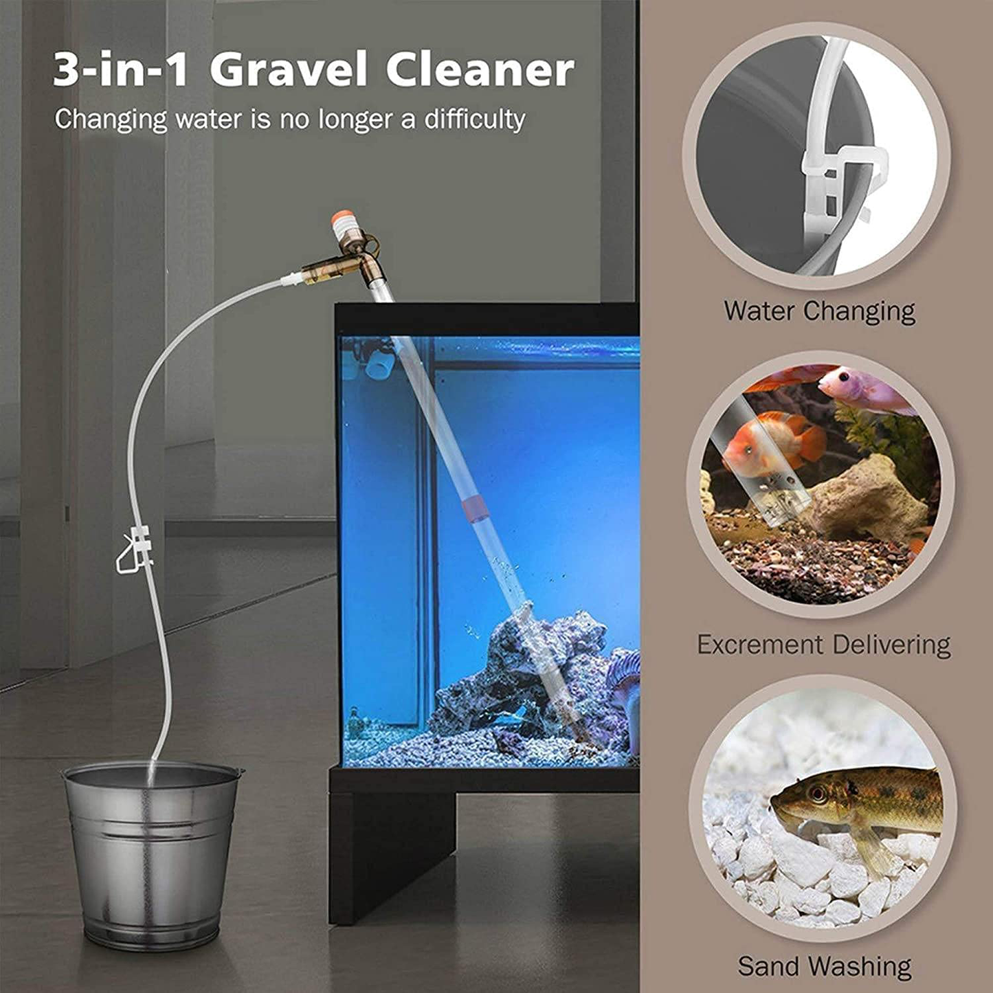 Aquarium Gravel Cleaner Fish Tank Kit Long Nozzle Water Changer for Water Changing and Filter Gravel Cleaning with Air-Pressing Button and Adjustable Water Flow Controller- BPA Free Animals & Pet Supplies > Pet Supplies > Fish Supplies > Aquarium Cleaning Supplies SSRIVER   