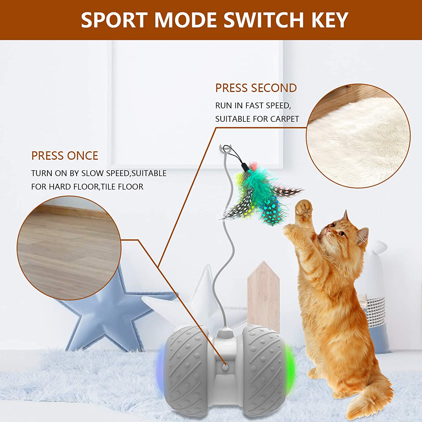 BENTOPAL Automatic Cat Toys Interactive Cat Feather Toys, Pet Exercise Toys, Electric Cat Toys for Indoor Cats/Kitten with Feather Animals & Pet Supplies > Pet Supplies > Cat Supplies > Cat Toys BENTOPAL   