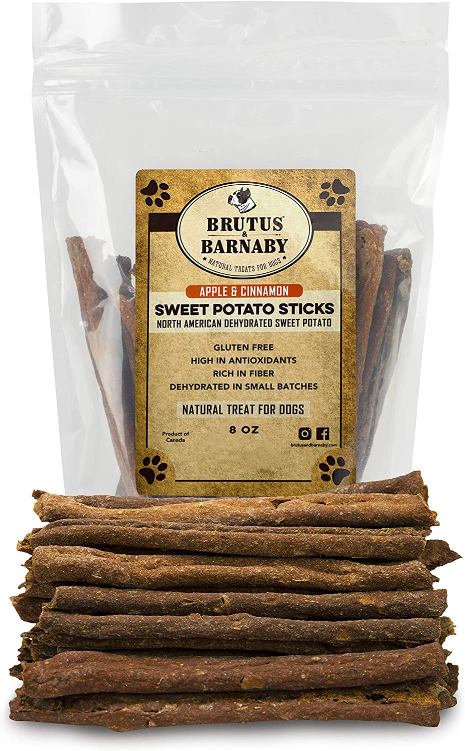 BRUTUS & BARNABY Sweet Potato Dog Treats- Crunchy Grain Free Cinnamon – KOL  PET