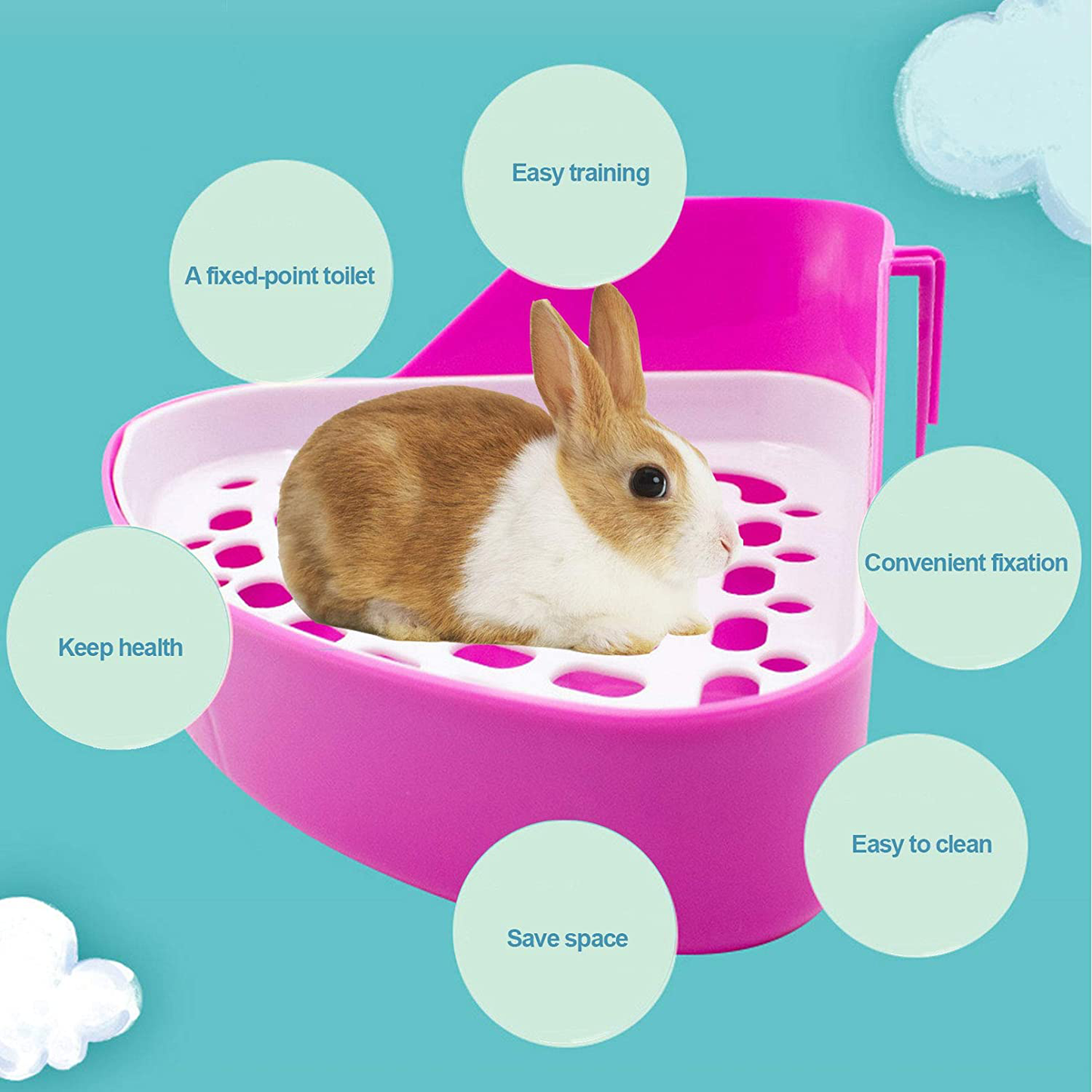 Kathson Triangle Potty Trainer Corner Bunny Toilet Guinea Pig Litter Bedding Plastic Box Pet Pan for Rabbit Chinchilla Hamster Ferret Small Animal(Pink) Animals & Pet Supplies > Pet Supplies > Small Animal Supplies > Small Animal Bedding kathson   