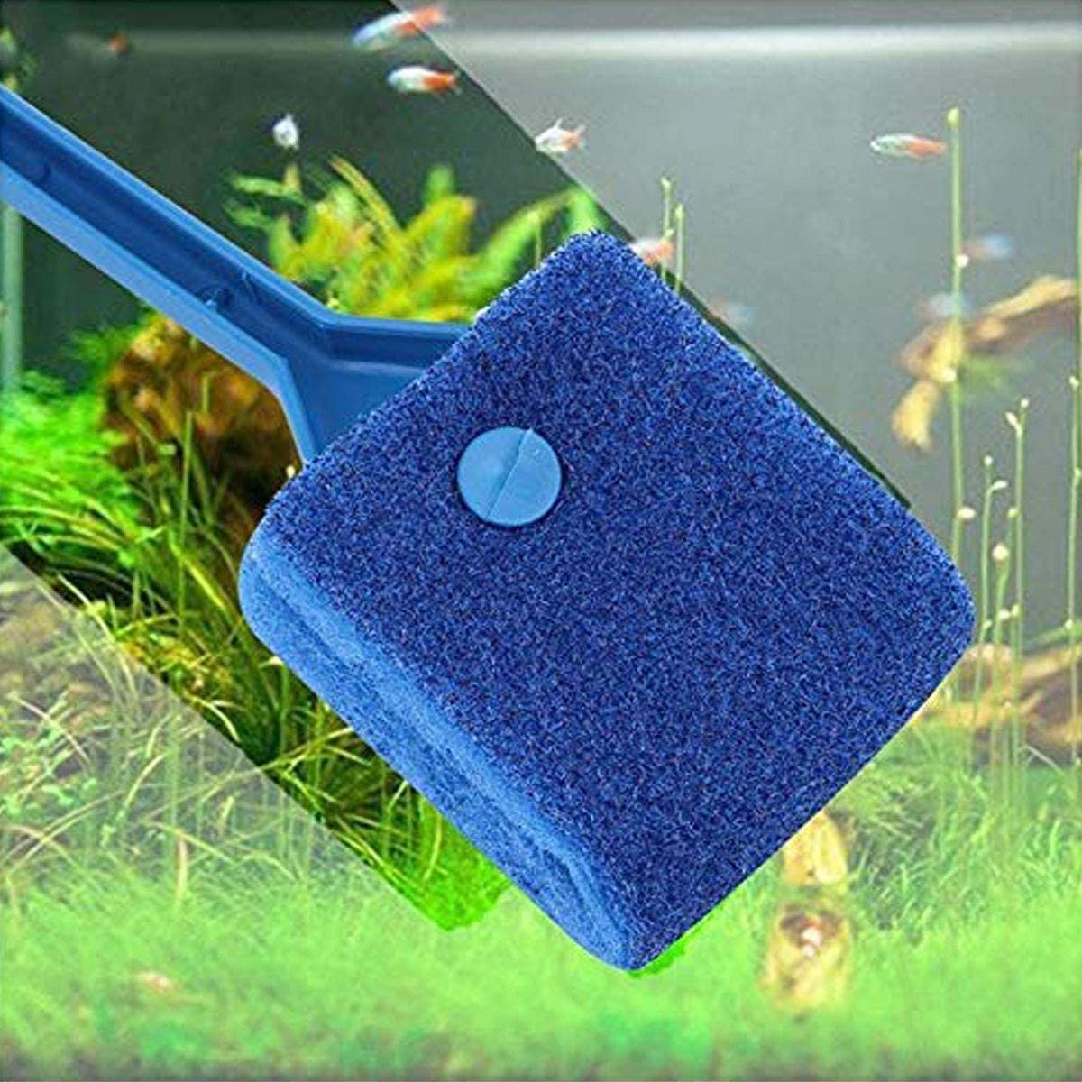 Ailindany Double-Sided Fish Tank Aquarium Cleaning Sponge Brush with Non-Slip Handle Blue Animals & Pet Supplies > Pet Supplies > Fish Supplies > Aquarium Cleaning Supplies Ailindany   