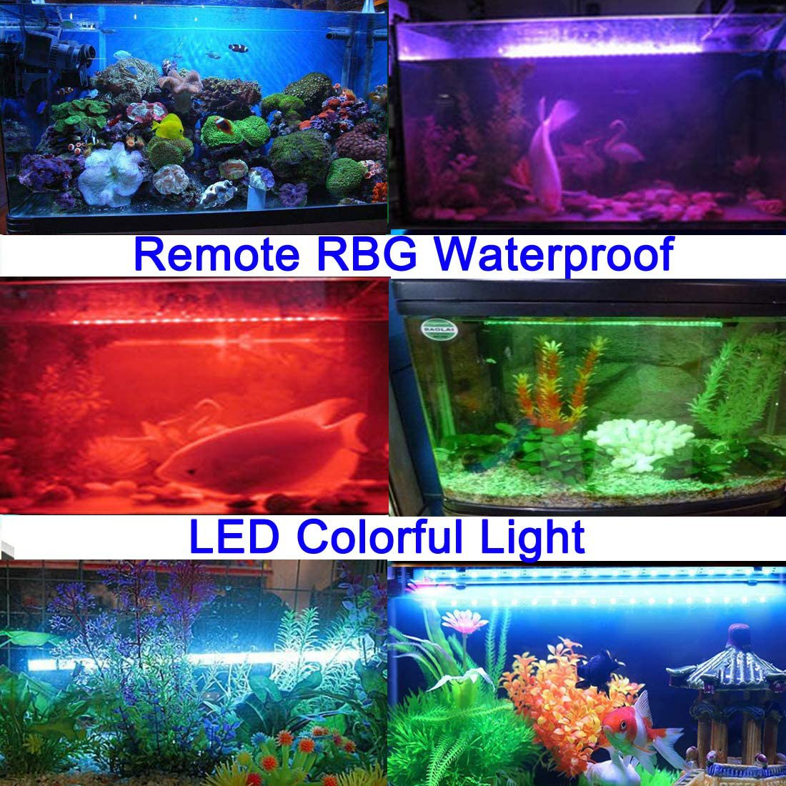 Jacksuper LED Aquarium Light, Reef Plant Fish Tank Light Waterproof Remote Control Submersible Brightness RGB Light Colorful Adjustable Underwater Animals & Pet Supplies > Pet Supplies > Fish Supplies > Aquarium Lighting JackSuper   