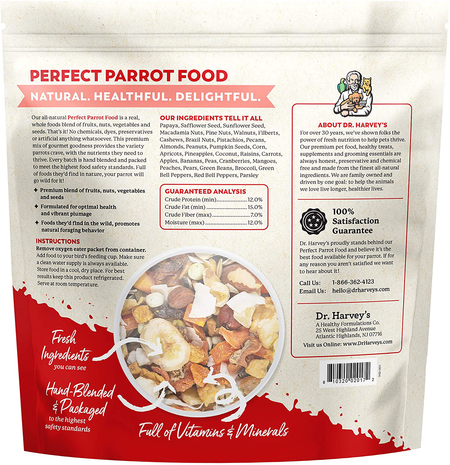 Dr. Harvey'S Perfect Parrot Blend - Natural Food for Large Parrots Animals & Pet Supplies > Pet Supplies > Bird Supplies > Bird Food Dr. Harvey's   