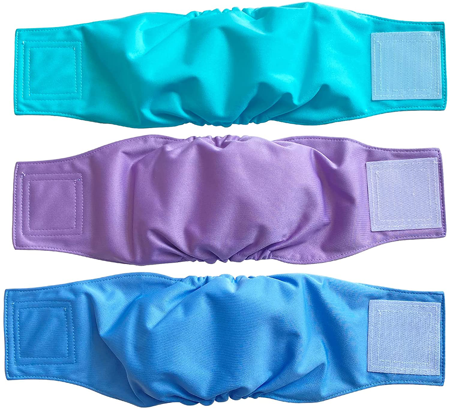 JEUWITH Dog Diapers Male Washable (3 Pack) Reusable Male Dog Diapers, Strong Water Absorption No Leakage Belly Band for Male Dogs, Comfortable Durable Adjustable Male Dog Wraps Animals & Pet Supplies > Pet Supplies > Dog Supplies > Dog Diaper Pads & Liners JEUWITH Light Purple-Light Blue-Light Green XL(25''-28''Waist) 