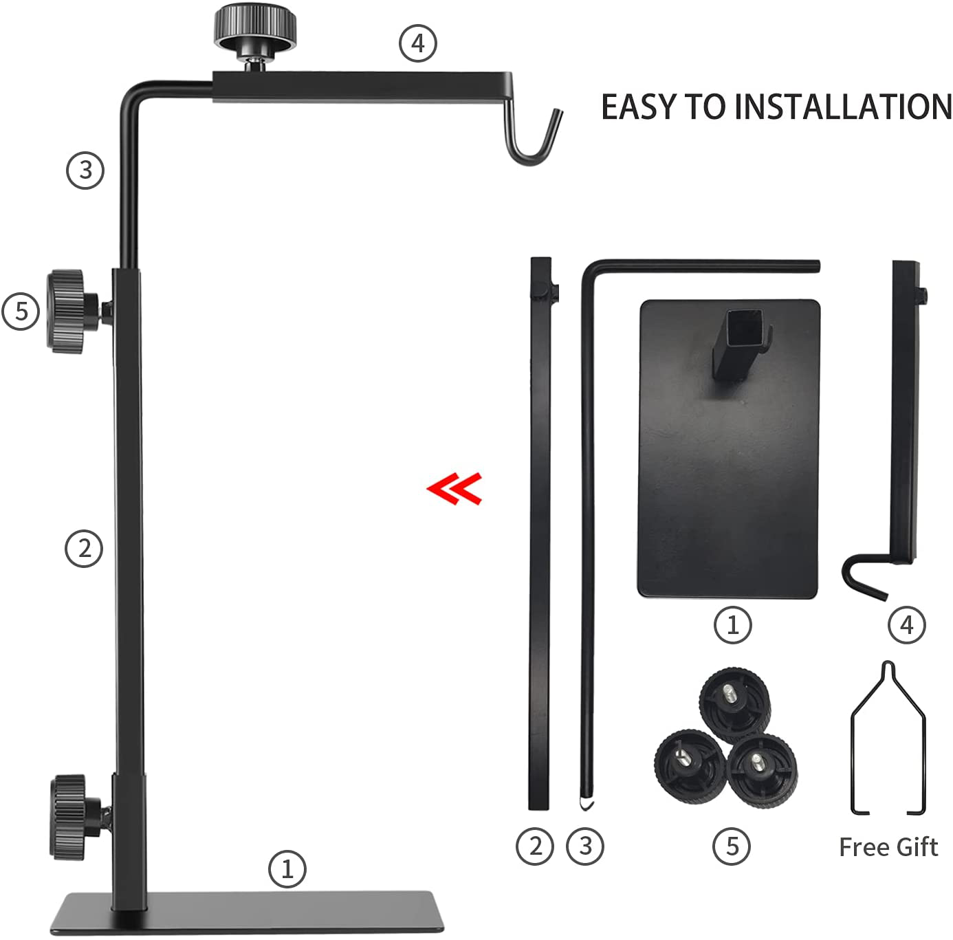 BOURDSERK Reptile Lamp Stand Heat Lamp Metal Bracket Adjustable Floor Holder for Reptile Glass Terrarium Heating Light, Suitable for Snake Turtle Frog Bearded Dragon Chameleon Habitat Tank Accessories Animals & Pet Supplies > Pet Supplies > Reptile & Amphibian Supplies > Reptile & Amphibian Habitat Accessories BOURDSERK   