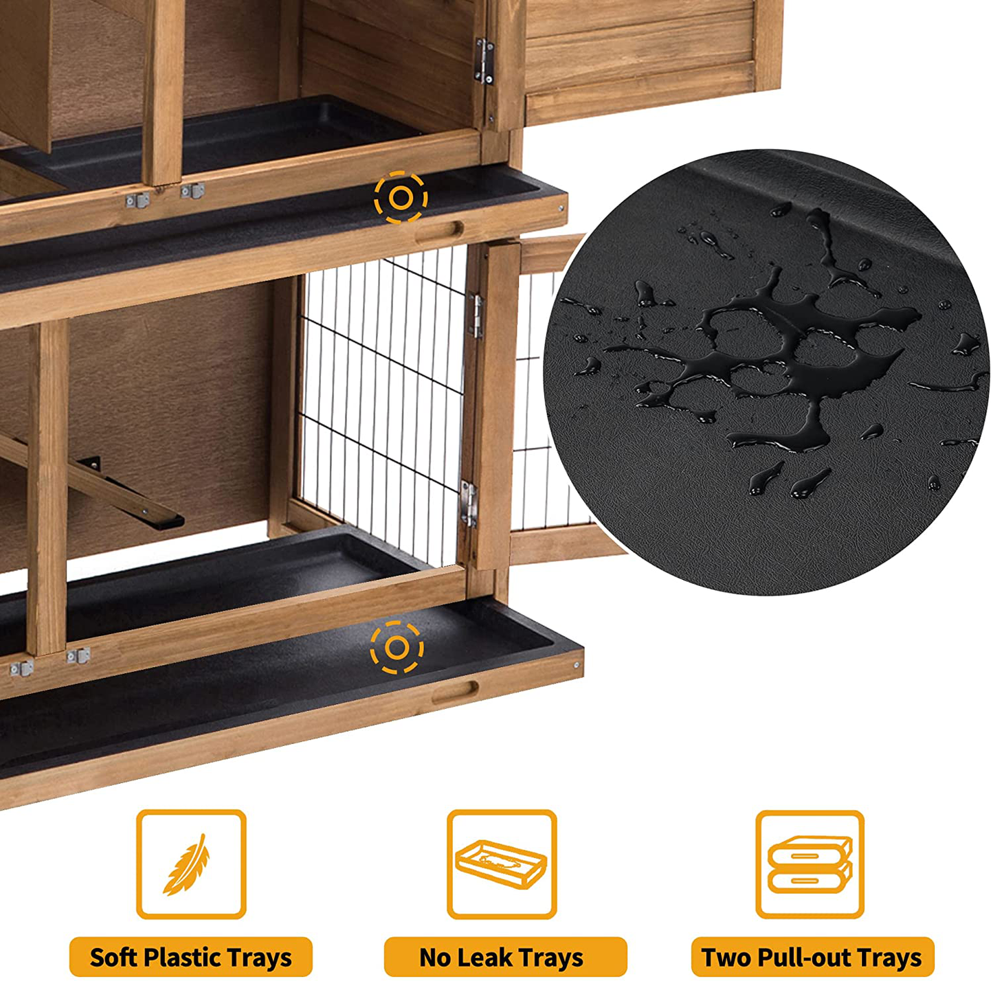 Lovupet Rabbit Hutch Cage with Pull Out Tray, 2 Story Indoor Outdoor Wooden Bunny Cage, Rabbit House with Run Ramp for Guinea, Habitat, Small Animals Pets, 1029 Animals & Pet Supplies > Pet Supplies > Small Animal Supplies > Small Animal Habitats & Cages Lovupet   