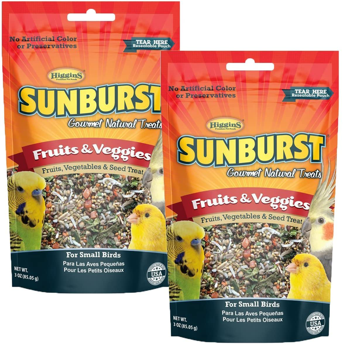 Higgins Sunburst Fruits & Veggies Gourmet Treats for Small Birds (2 Pack) Animals & Pet Supplies > Pet Supplies > Bird Supplies > Bird Treats Higgins Group   