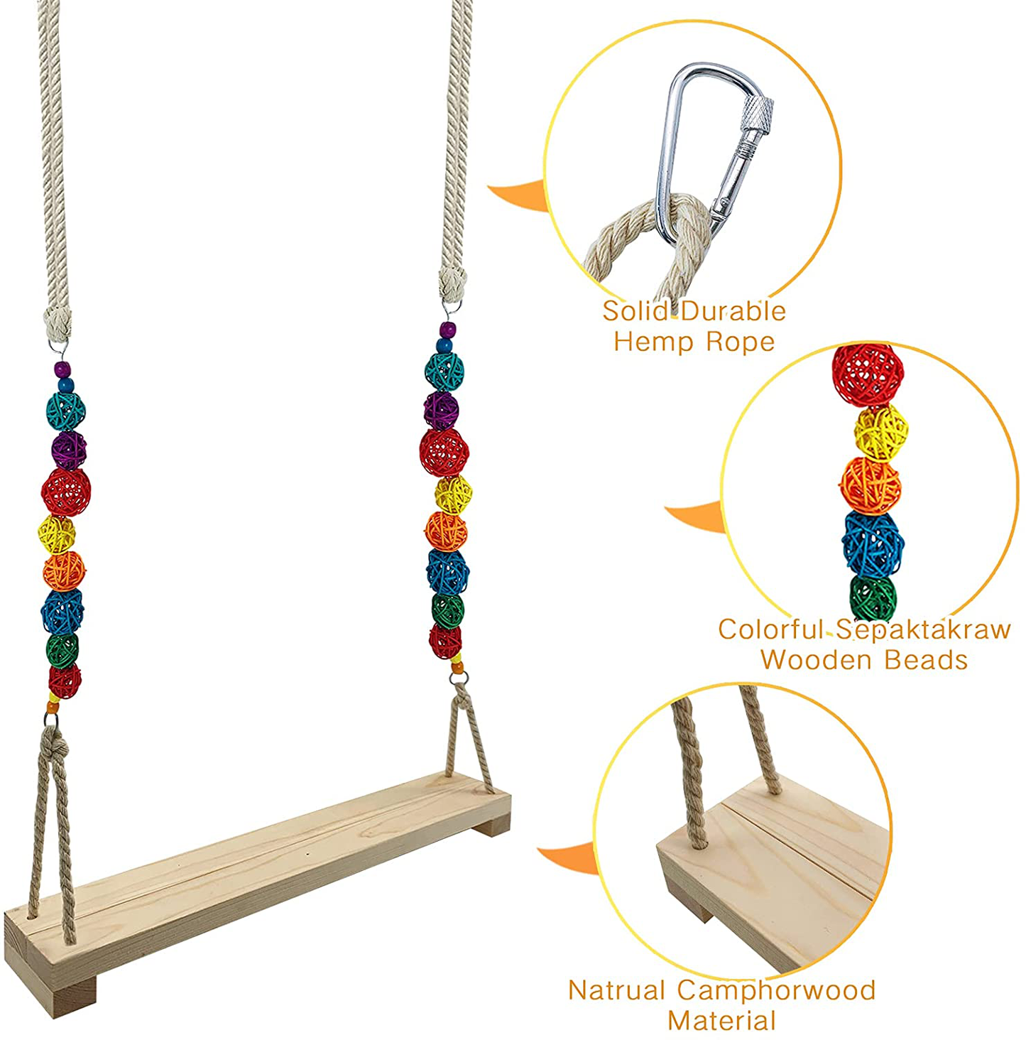 Chicken Swing,Chicken Perch,Wood Stand for Chick,Ladder Toys for Bird,Handmade Coop Swing for Chicken Bird,Parrot,Hens,Small Parakeets,Cockatiels,Macaws,Large Pet, Safe and Relief of Stress