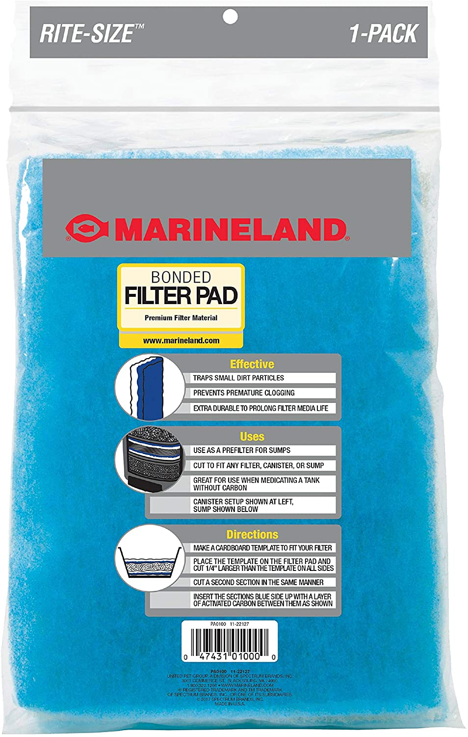 Marineland Bonded Filter Pad, Cut to Fit Any Aquarium Filter Animals & Pet Supplies > Pet Supplies > Fish Supplies > Aquarium Filters MarineLand   