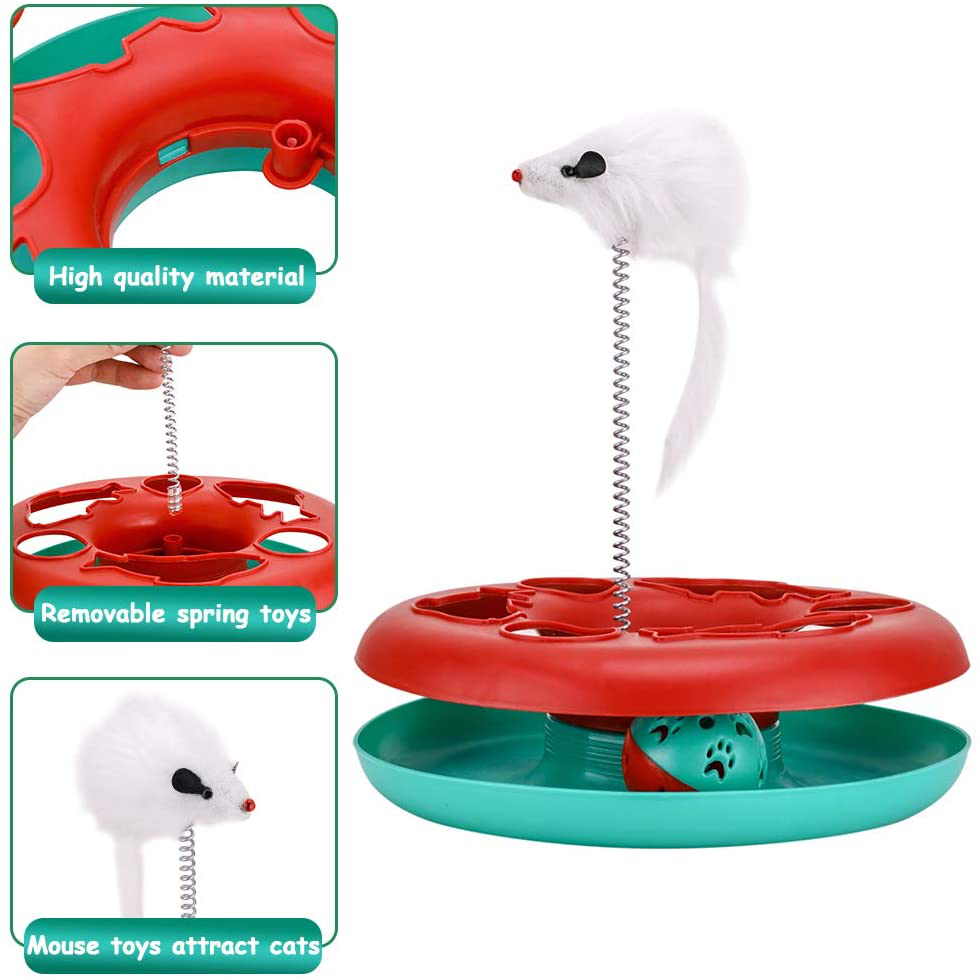 Cat Toys, Cat Toys for Indoor Cats,Interactive Kitten Toys Roller Tracks with Catnip Spring Pet Toy with Exercise Balls Teaser Mouse Animals & Pet Supplies > Pet Supplies > Cat Supplies > Cat Toys Pawzone   