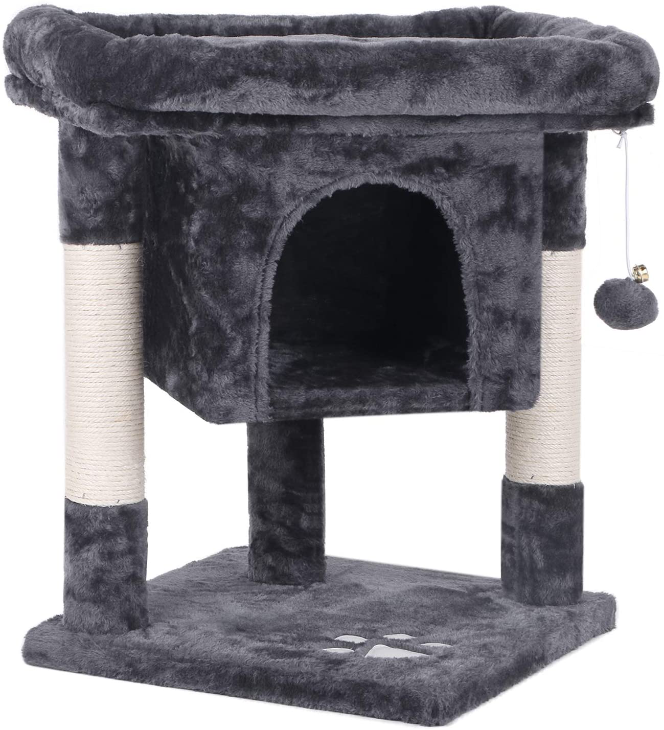 BEWISHOME Cat Tree Cat House Cat Condo with Sisal Scratching Posts, Plush Perch, Cat Tower Furniture Cat Bed Kitty Activity Center Kitten Play House Animals & Pet Supplies > Pet Supplies > Cat Supplies > Cat Furniture BEWISHOME Smoky Grey  