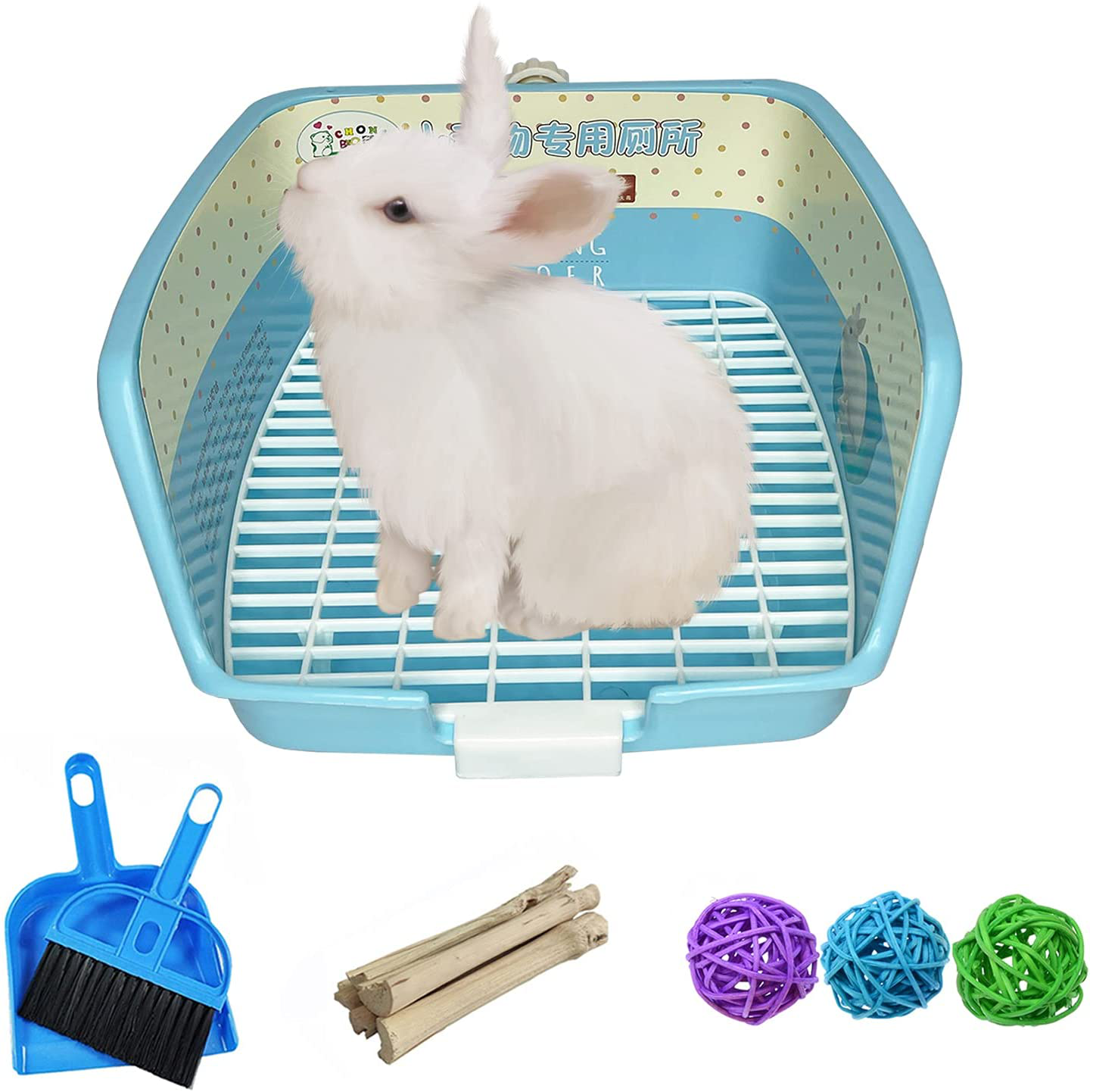 Kathson Bunny Litter Box Pets Toilet Small Animal Potty Trainer Corner Litter Bedding Box Plastic Square Cage Box Pet Pan for Guinea Pig/Hamter/Ferret/Galesaur Animals & Pet Supplies > Pet Supplies > Small Animal Supplies > Small Animal Bedding kathson blue  