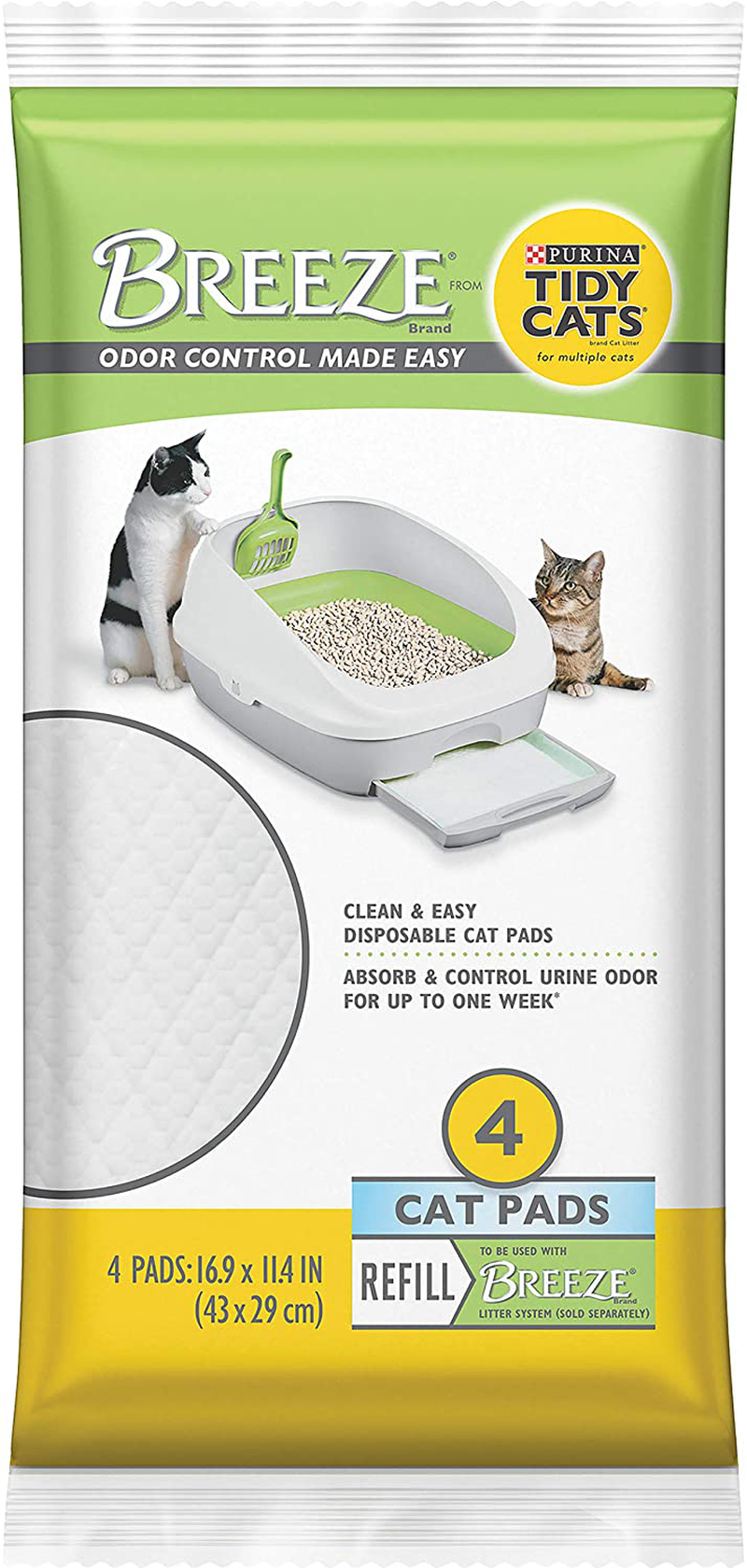 Purina Tidy Cats Breeze Cat Pads Refill, Clean & Easy Disposable Cat Pads for Breeze Litter System, Odor Control Cat Pads for Multiple Cats, 4 Cat Pads/Pack (Pack of 2) Animals & Pet Supplies > Pet Supplies > Cat Supplies > Cat Litter Tidy Cat   