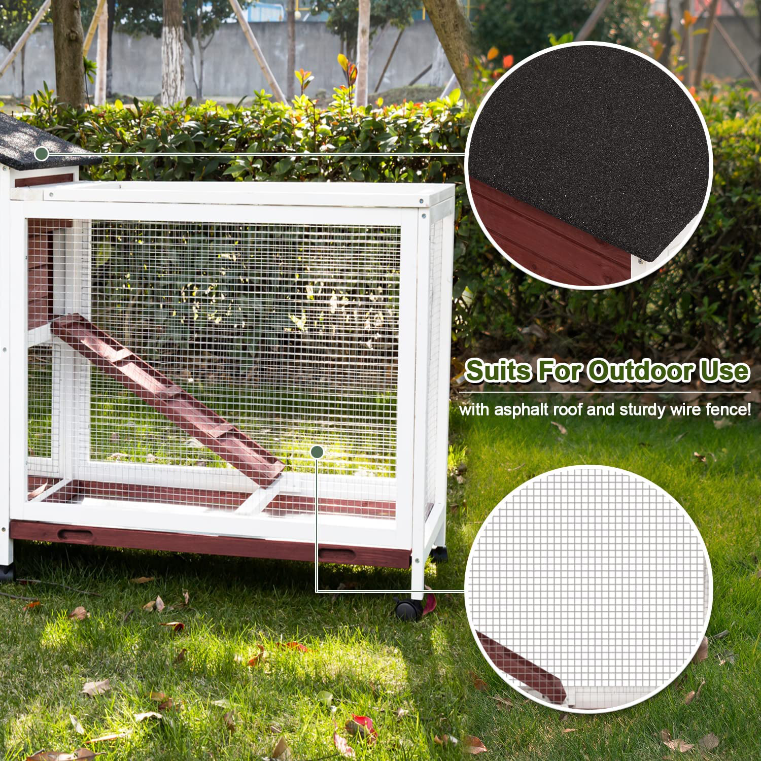 Rabbit Hutch Outdoor Bunny Cage - Large Bunny Hutch with Runs House Small Animal Habitats for Guinea Pigs Hamster Removable Tray Two Tier Waterproof Roof Pet Supplies Cottage Poultry Pen Enclosure Animals & Pet Supplies > Pet Supplies > Small Animal Supplies > Small Animal Habitats & Cages Kinpaw   