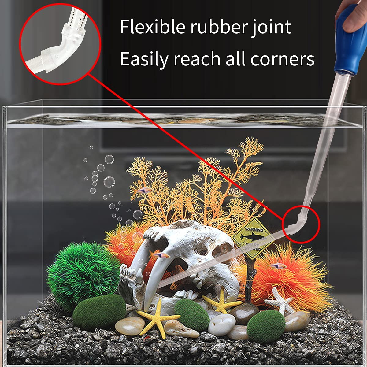 Allovein 86" Aquarium Siphon Water Changer Fish Tank Cleaner Vacuum Cleaning Tools Gravel Vacuum Cleaner for 5/10 Gallon and 21" Coral Feeder Long Syringe Animals & Pet Supplies > Pet Supplies > Fish Supplies > Aquarium Cleaning Supplies Allovein   