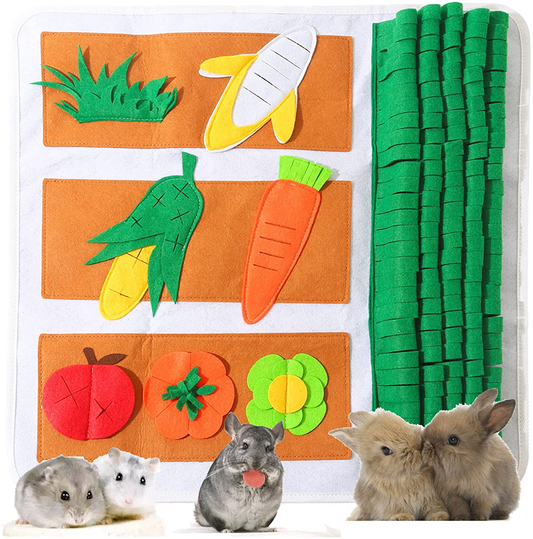 Rabbit Foraging Mat 20" × 20" Machine Washable Polar Fleece Pet Snuffle Mat Encourages Natural Foraging Skills Interactive Games for Bunny, Guinea Pigs, Chinchillas, Small Animals, Dog Animals & Pet Supplies > Pet Supplies > Small Animal Supplies > Small Animal Bedding PStarDMoon   