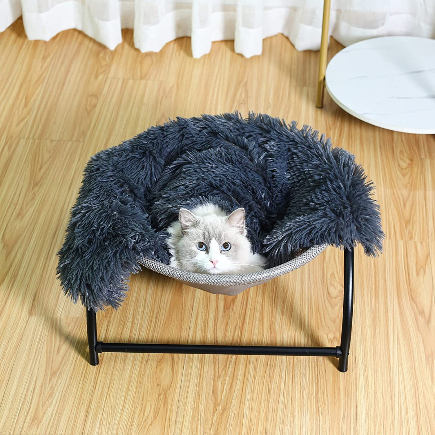 JUNSPOW [Cat Bed Hammock + Pet Blanket Set] Cat Bed Blanket Dog Bed Blanket,Soft Pet Bed Blanket,Gray Animals & Pet Supplies > Pet Supplies > Cat Supplies > Cat Furniture JUNSPOW   