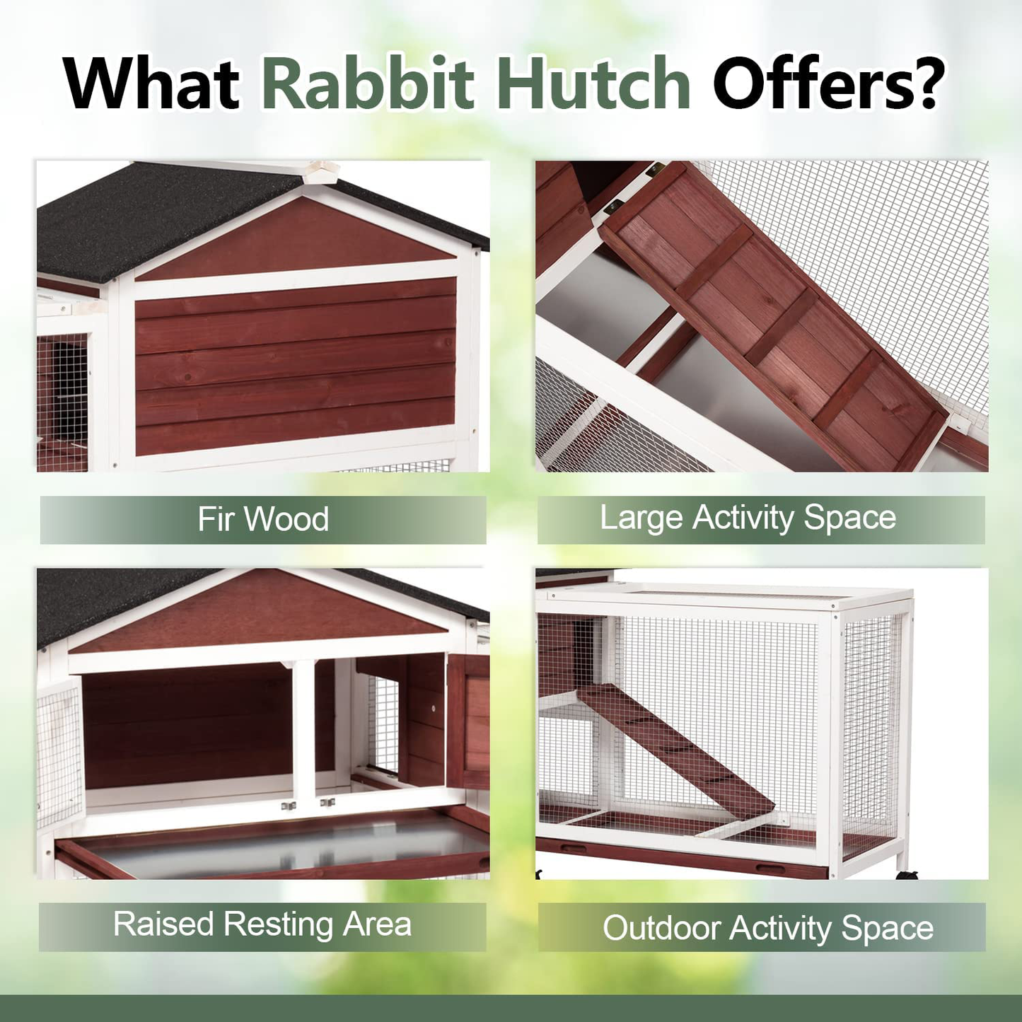 Rabbit Hutch Outdoor Bunny Cage - Large Bunny Hutch with Runs House Small Animal Habitats for Guinea Pigs Hamster Removable Tray Two Tier Waterproof Roof Pet Supplies Cottage Poultry Pen Enclosure Animals & Pet Supplies > Pet Supplies > Small Animal Supplies > Small Animal Habitats & Cages Kinpaw   