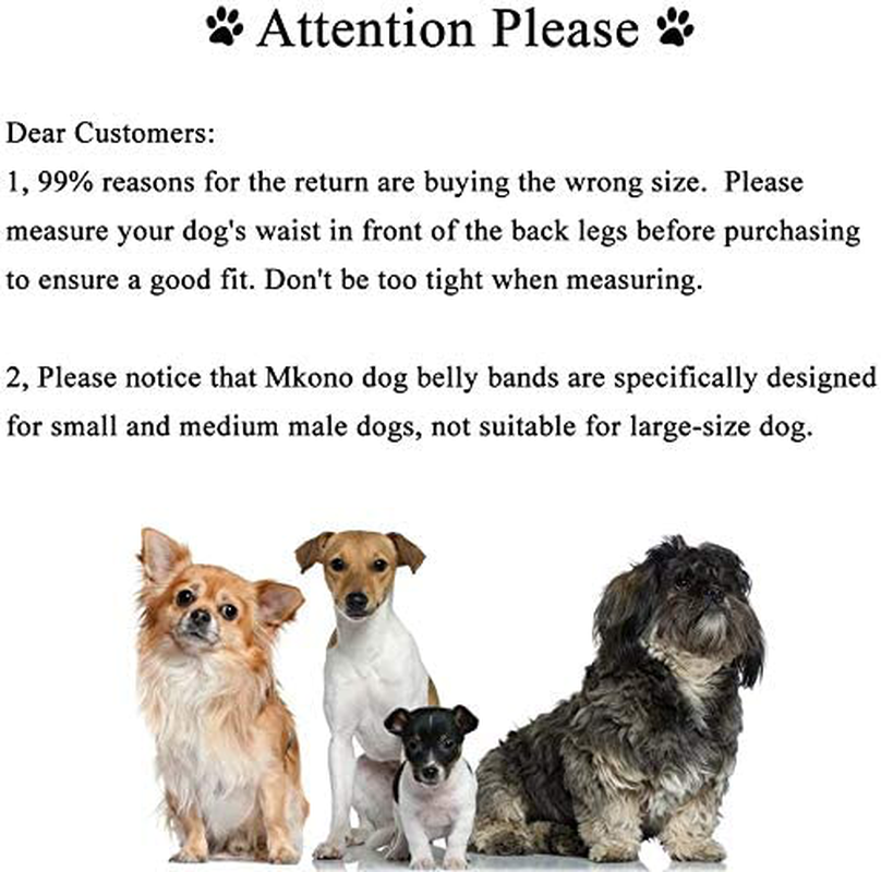 Mkono Male Dog Belly Band Wraps Washable Diapers for Small and